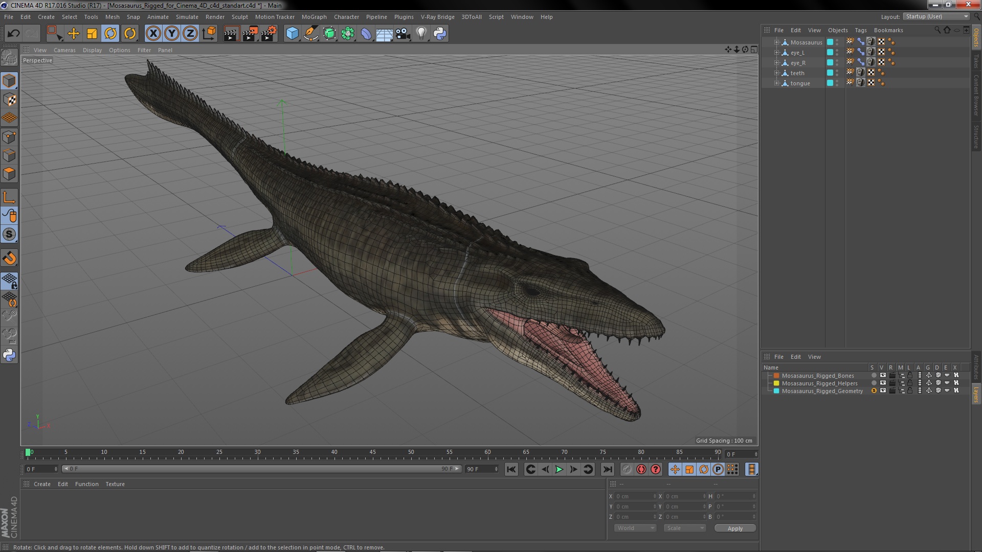 3D Mosasaurus Rigged for Cinema 4D