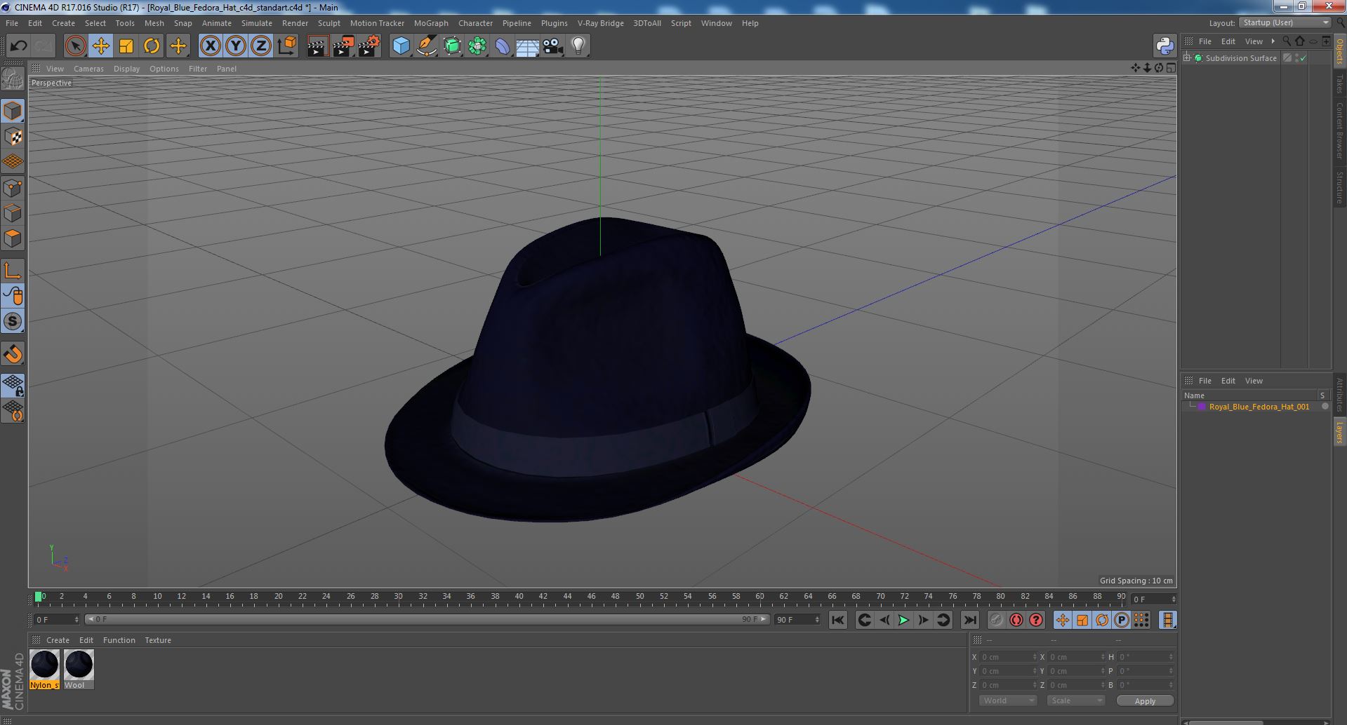 3D Royal Blue Fedora Hat