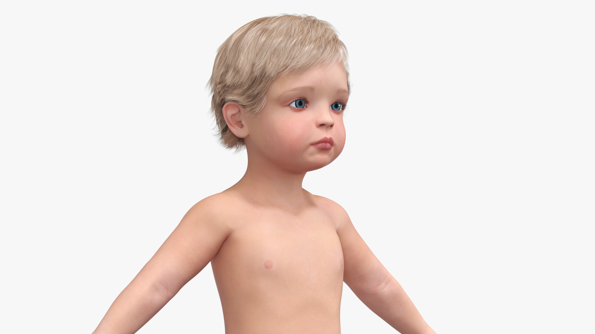 Boy Aged 1 Year in Diaper A-Pose 3D
