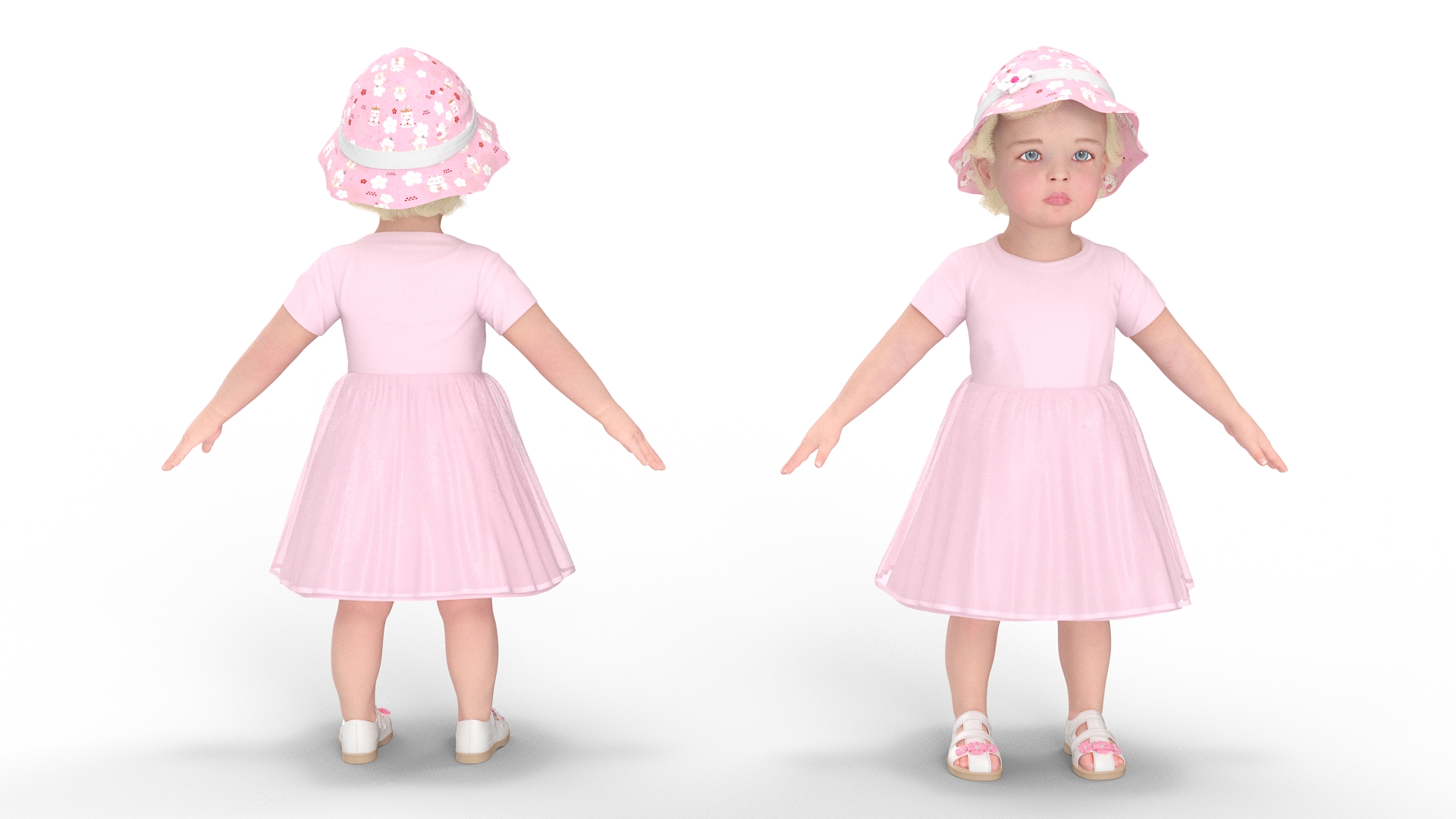 Baby Girl Outdoor Summer Dress A-Pose 3D