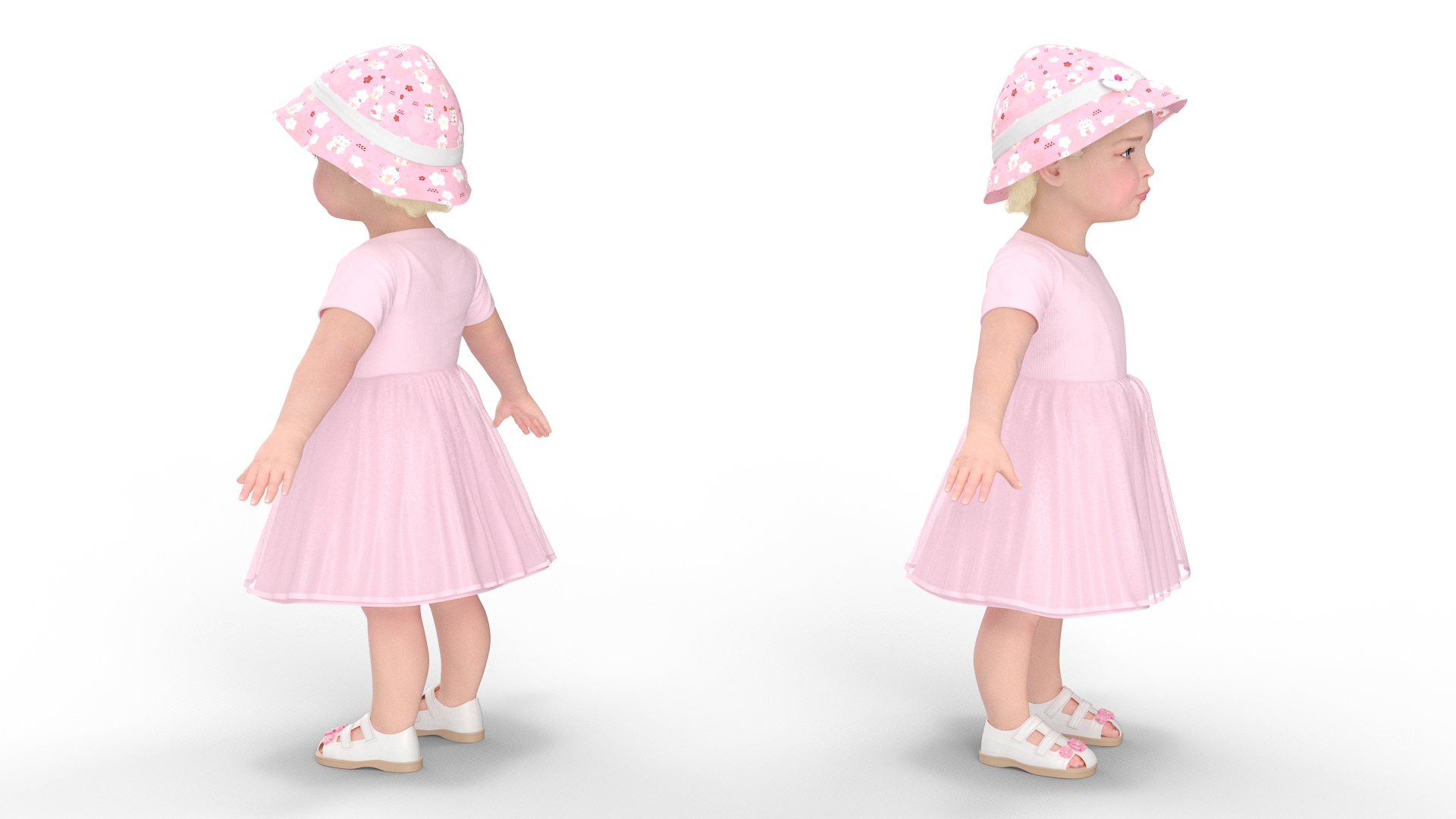 Baby Girl Outdoor Summer Dress A-Pose 3D