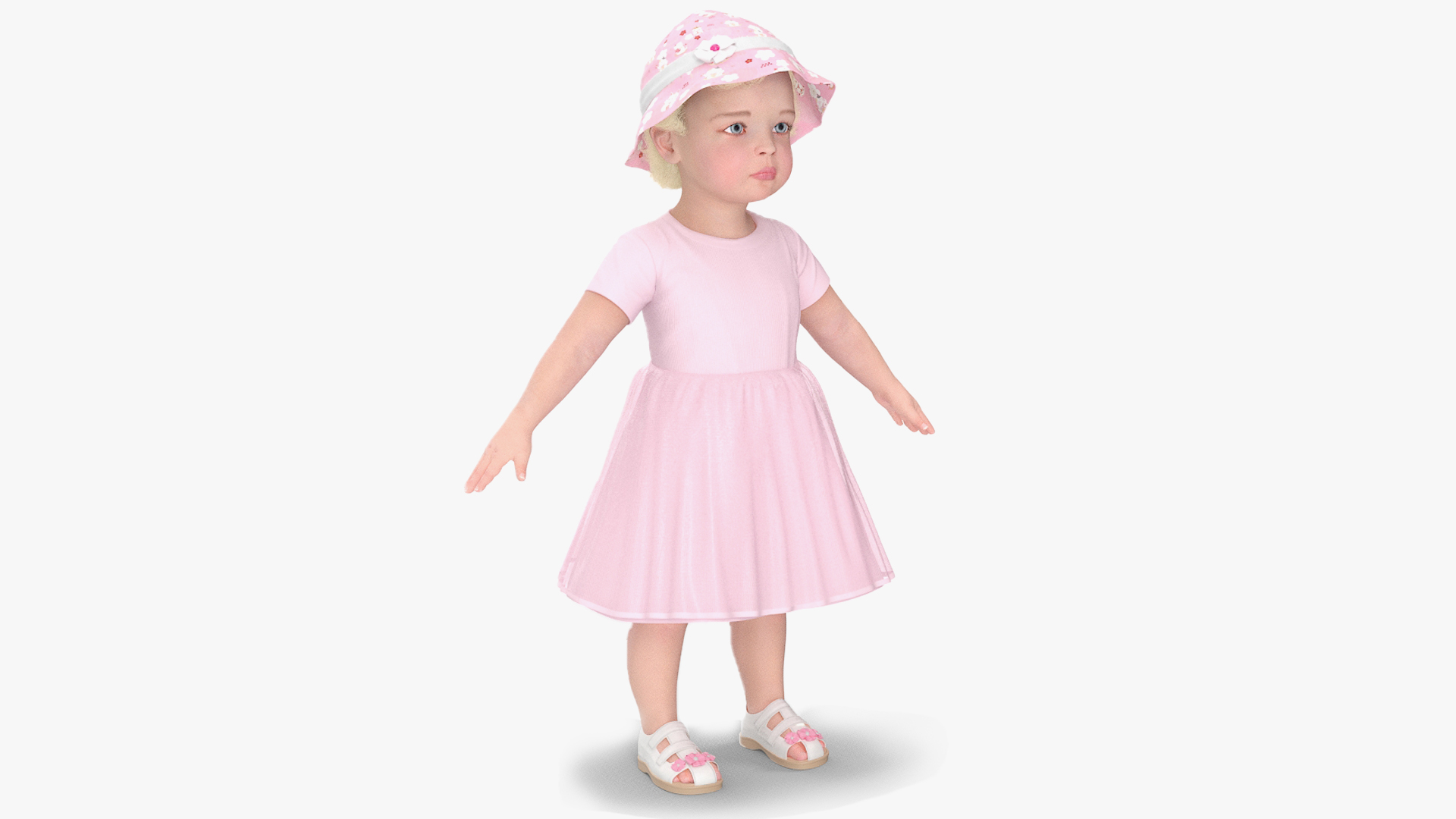 Baby Girl Outdoor Summer Dress A-Pose 3D