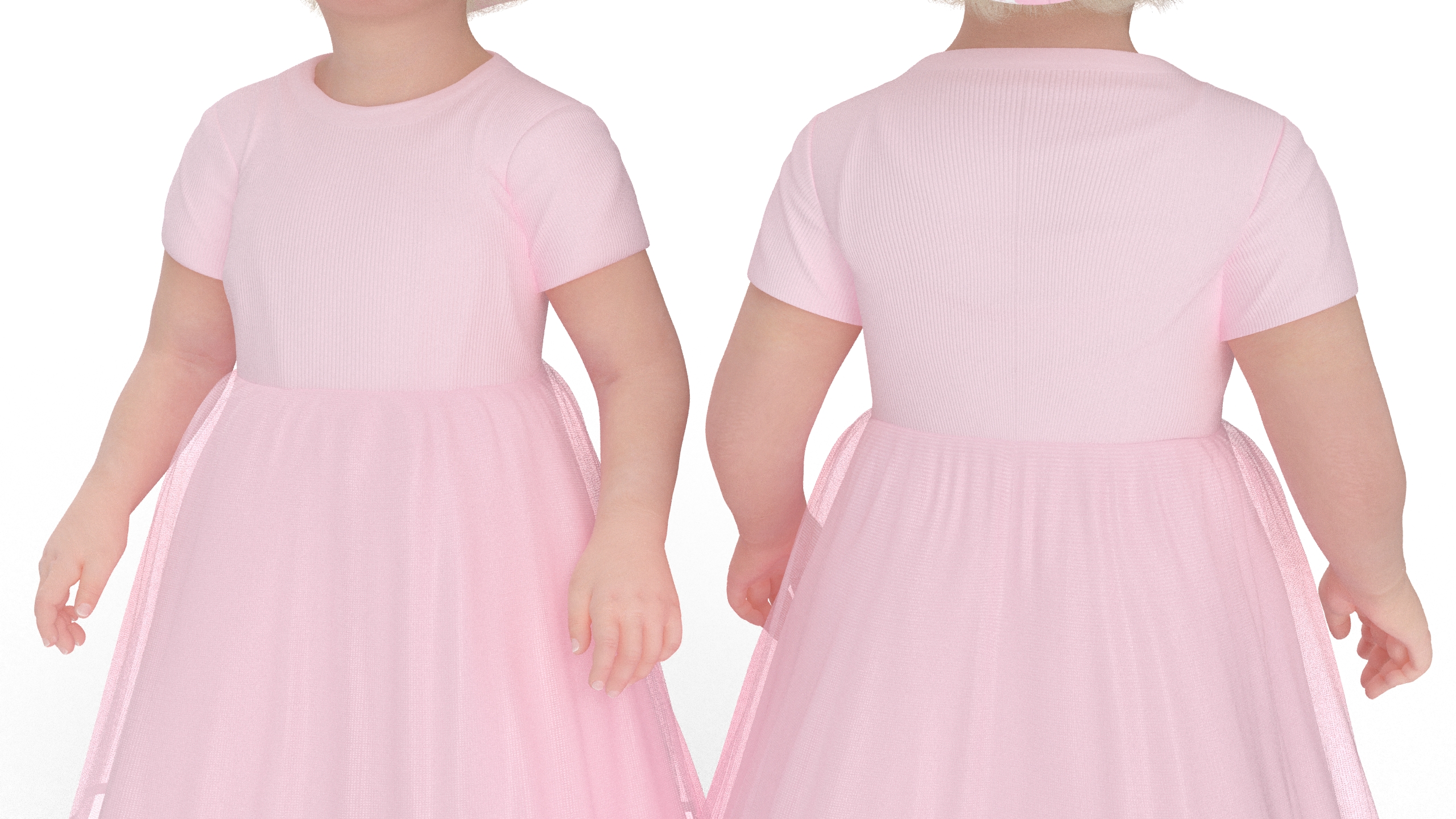 Baby Girl Outdoor Summer Dress A-Pose 3D