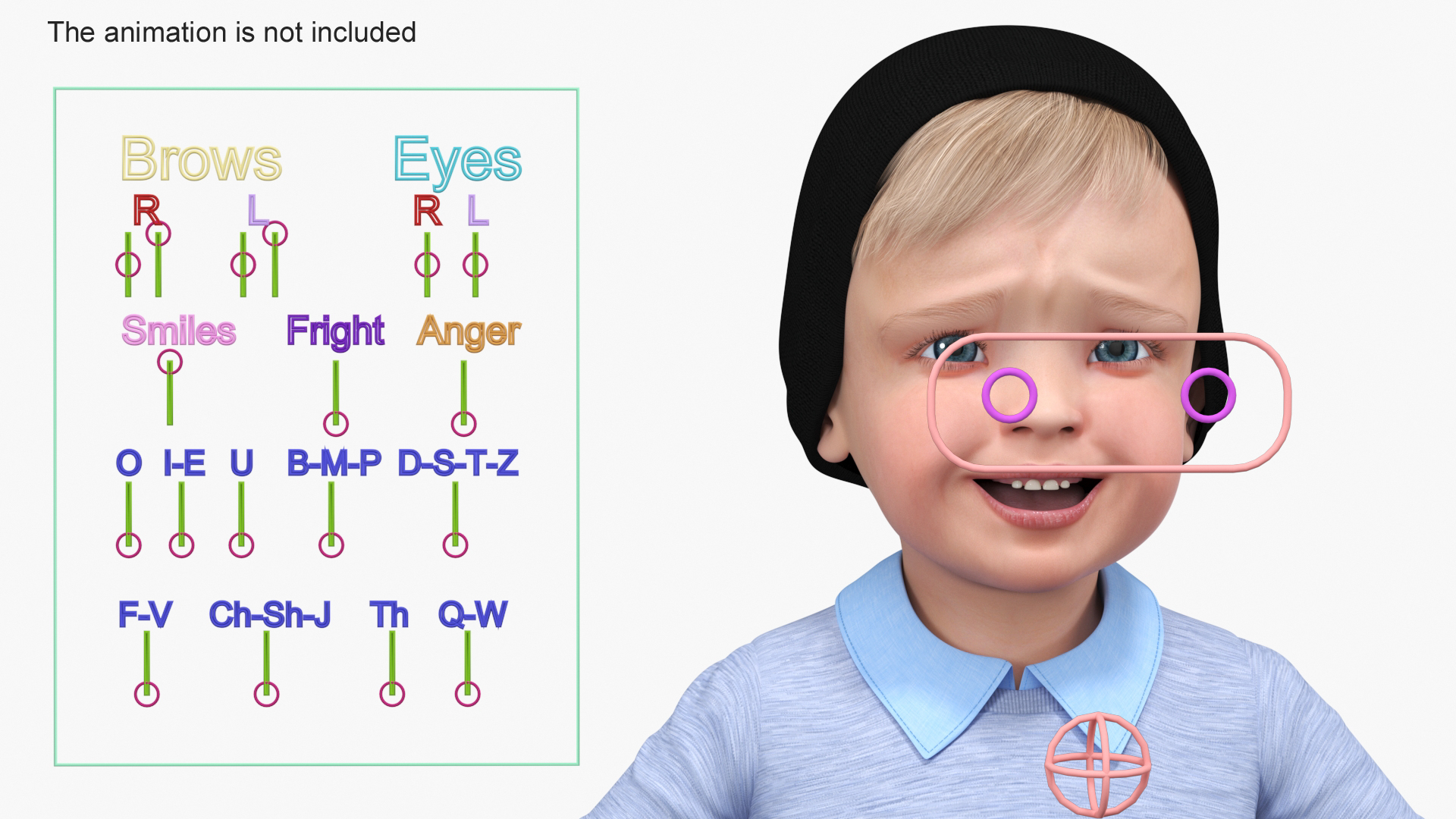 3D model Children in Sandpit Fur Rigged