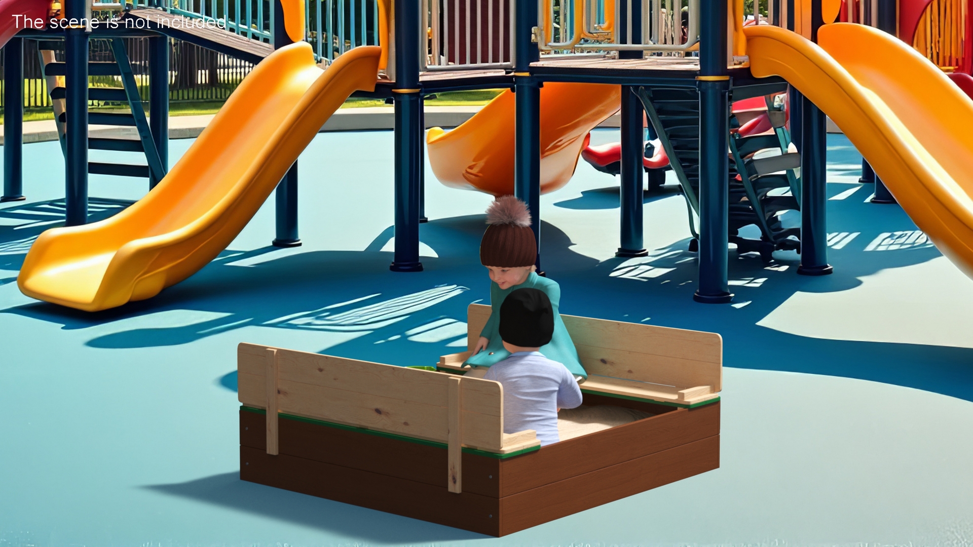3D model Children in Sandpit Fur Rigged