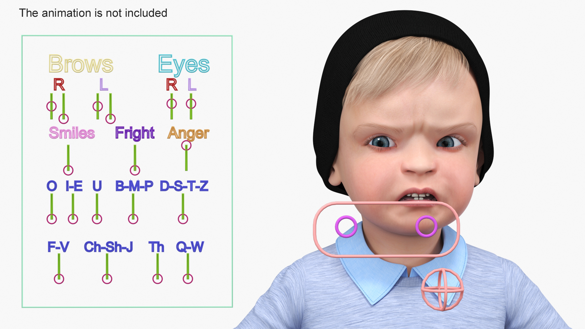 3D model Children in Sandpit Fur Rigged