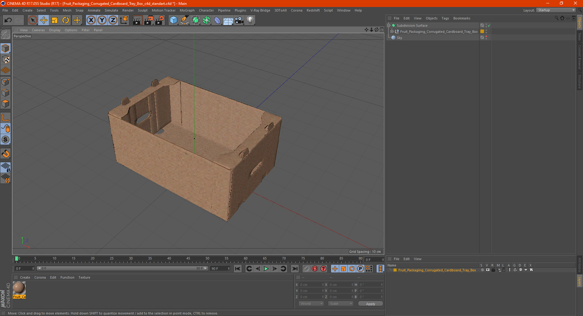 3D model Fruit Packaging Corrugated Cardboard Tray Box