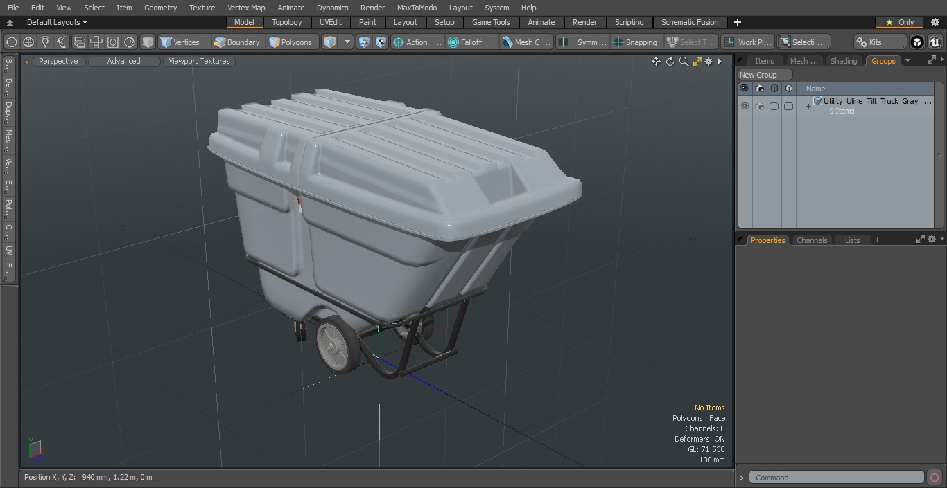 Utility Uline Tilt Truck Gray 3D model