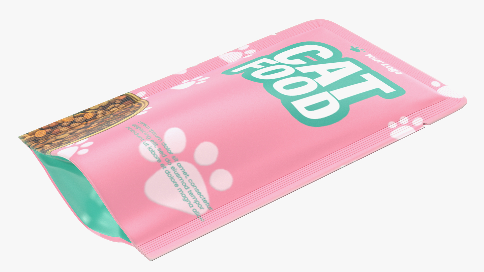 3D Cat Food Pouch Mockup