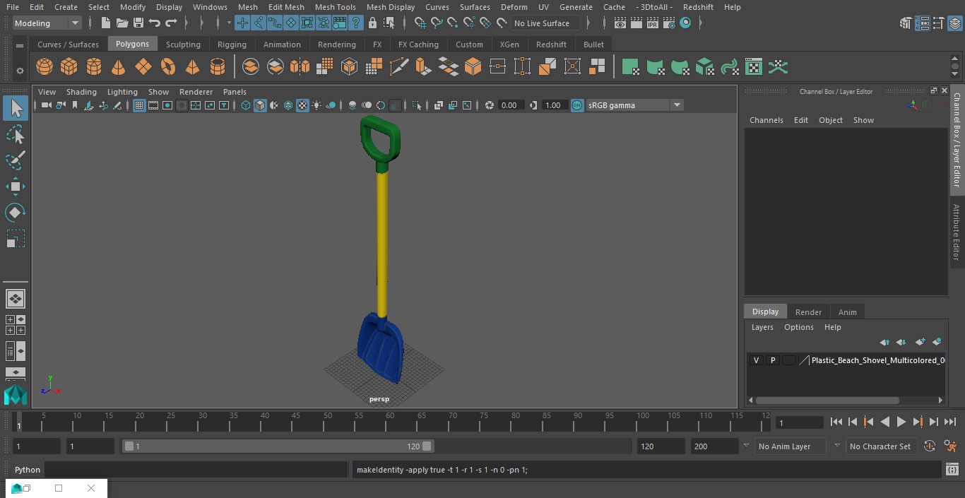 3D Plastic Beach Shovel Multicolored model