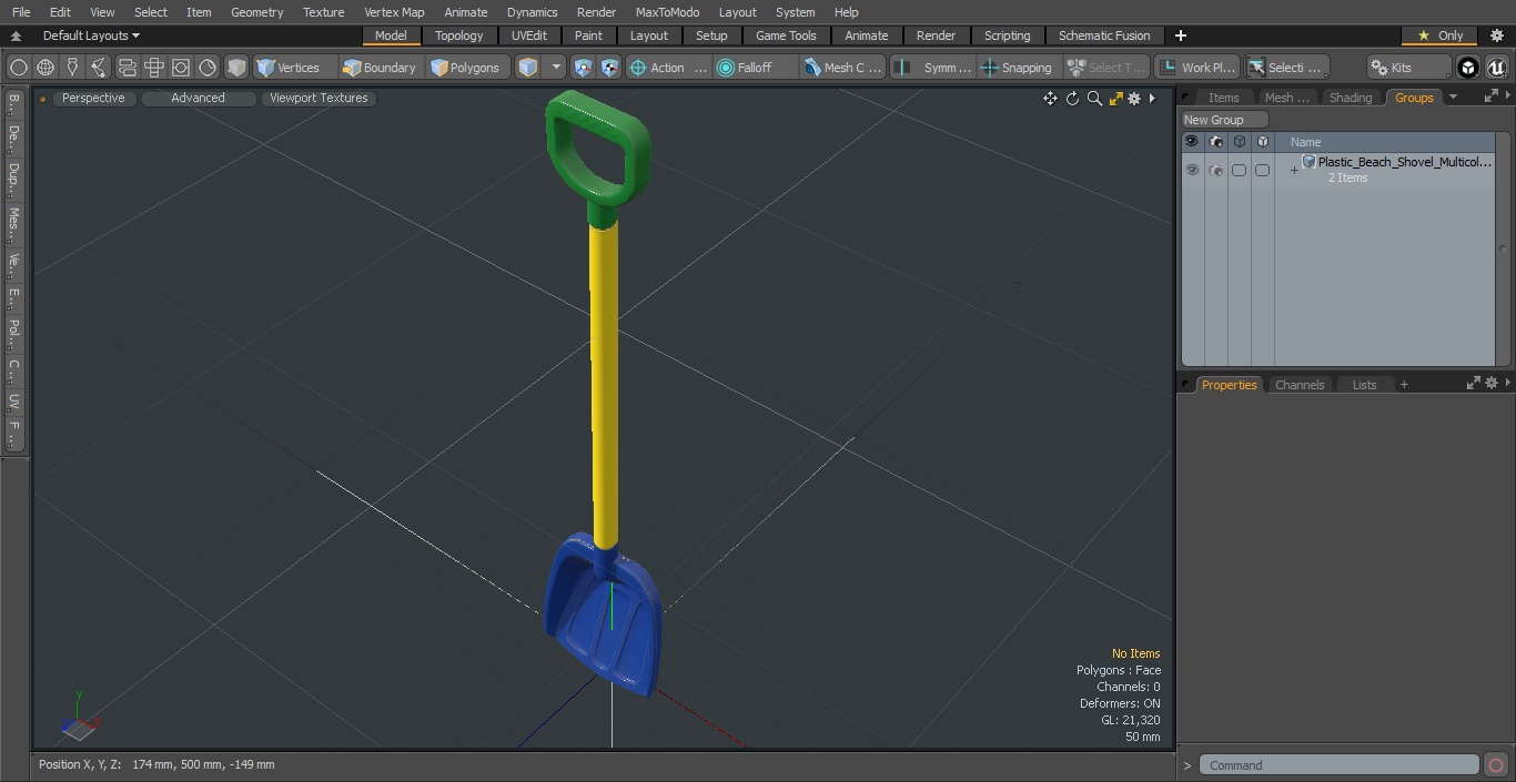 3D Plastic Beach Shovel Multicolored model