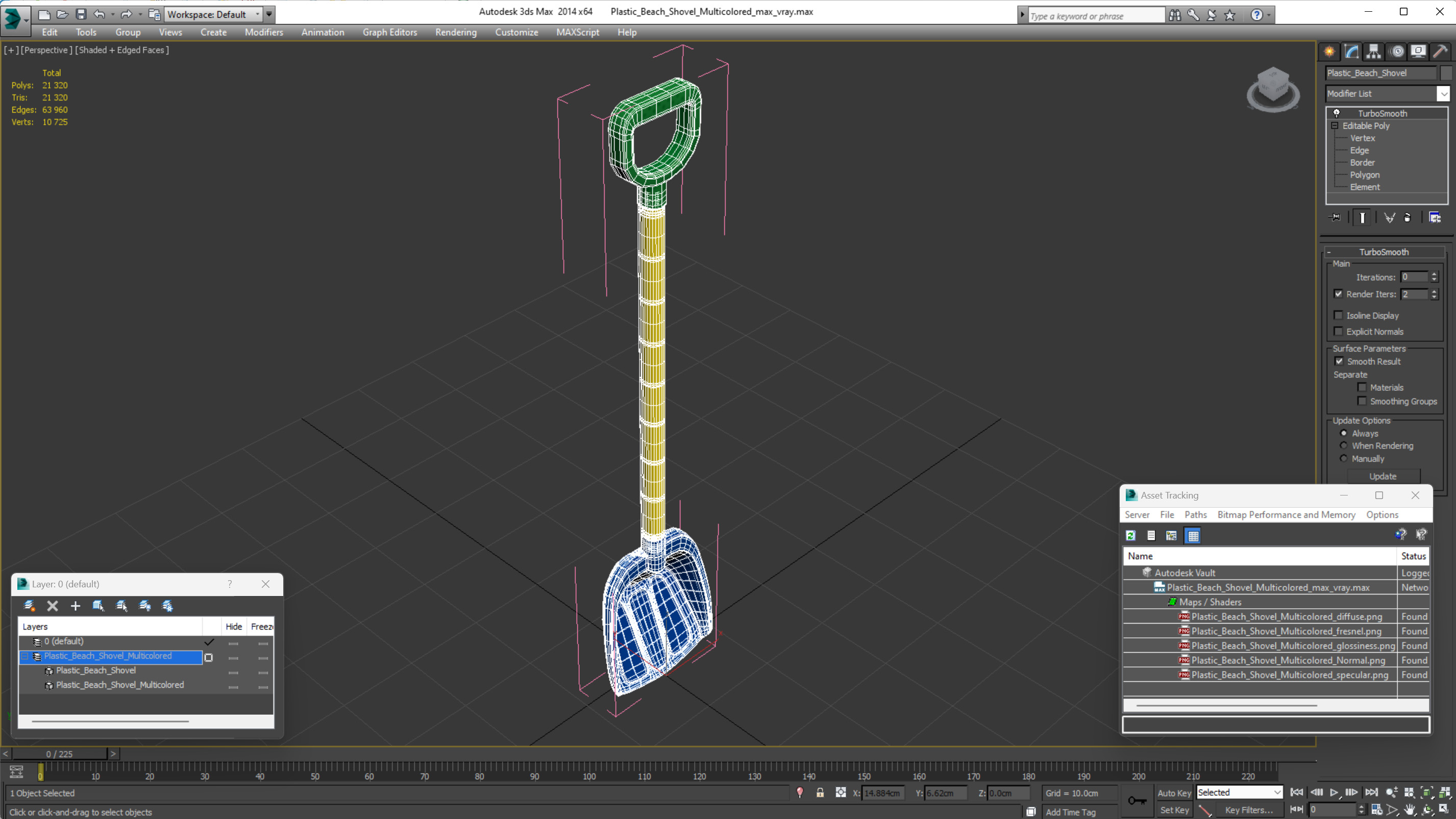 3D Plastic Beach Shovel Multicolored model