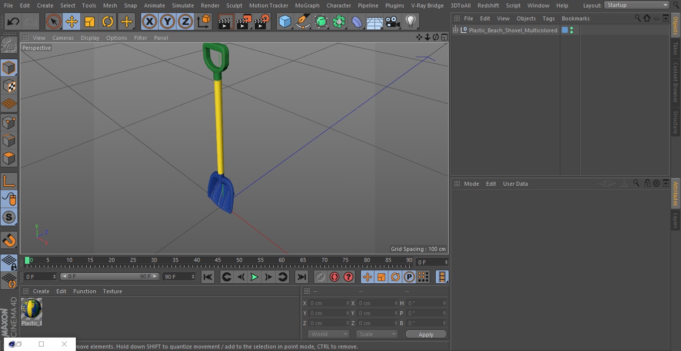 3D Plastic Beach Shovel Multicolored model