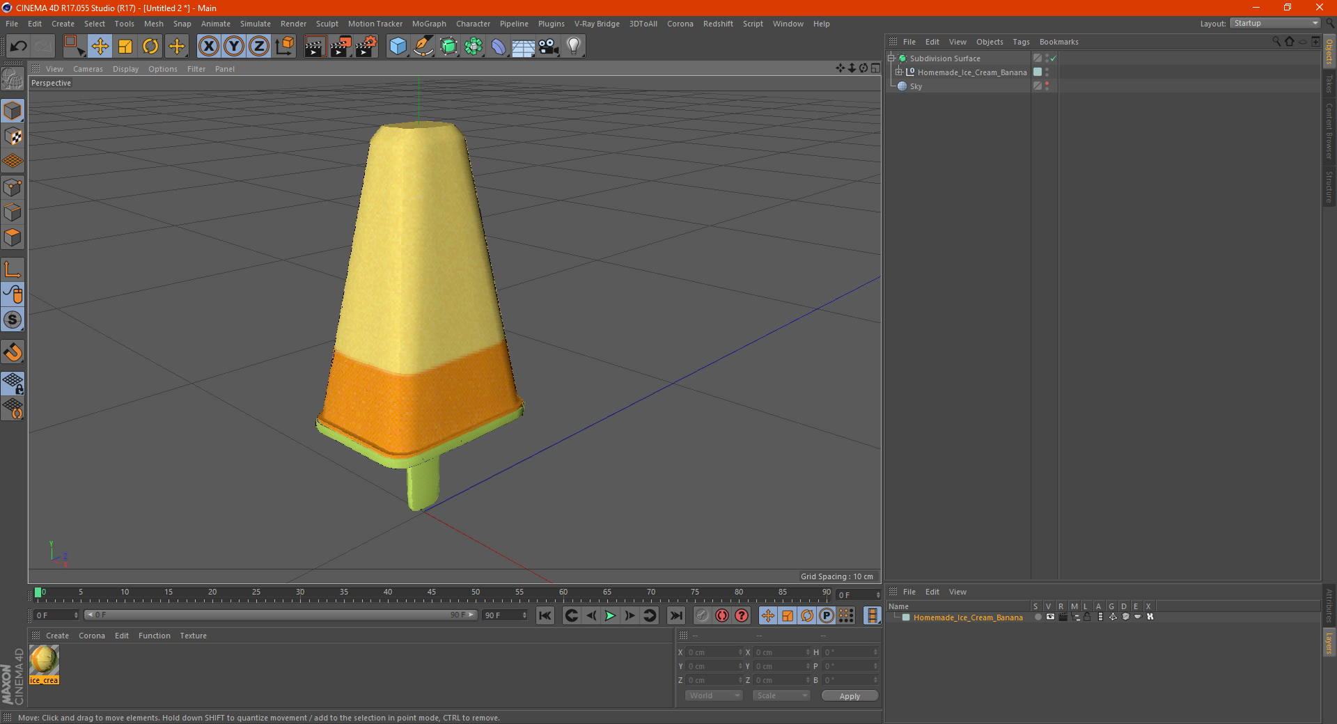3D model Homemade Ice Cream Banana