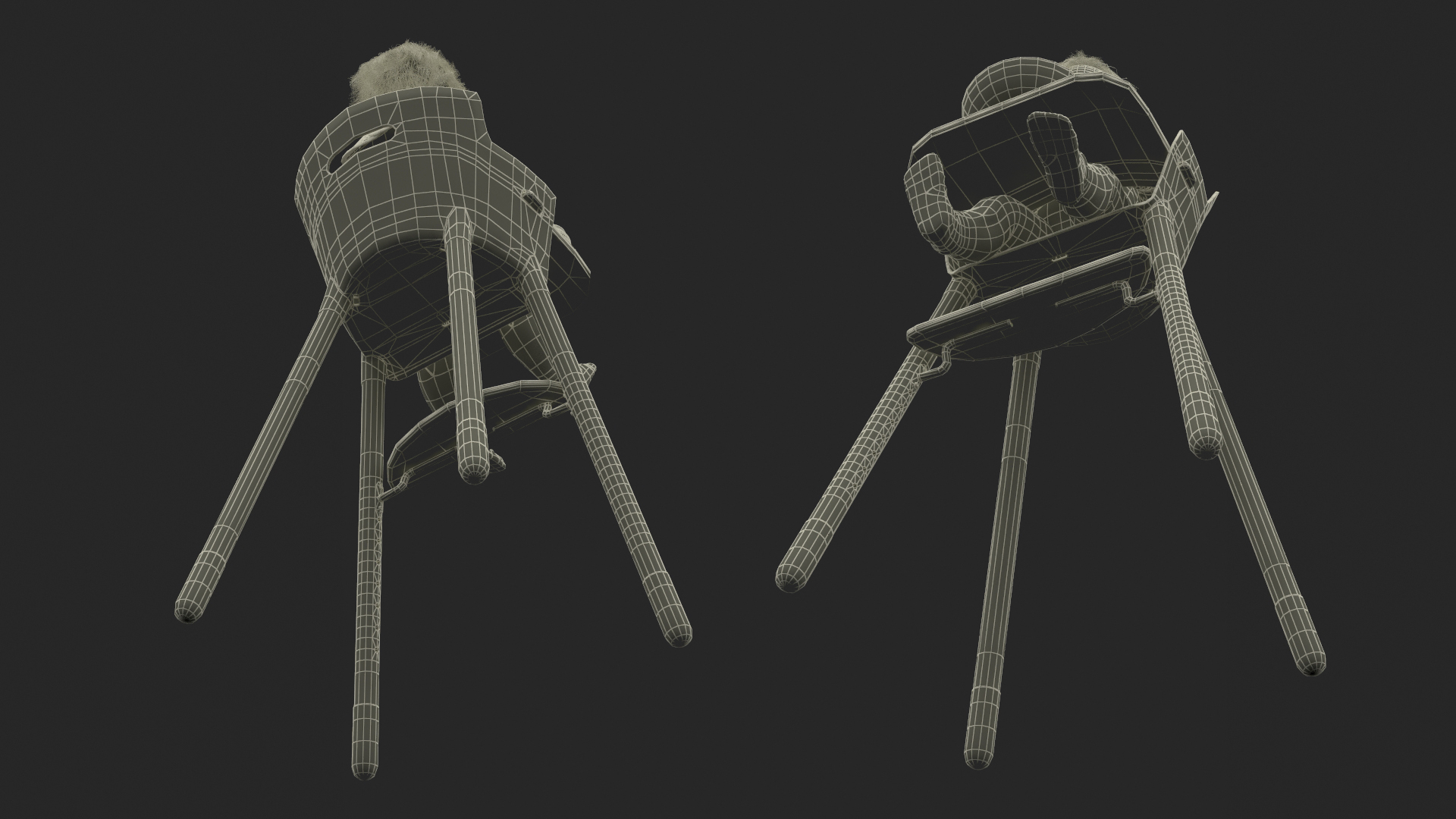Little Girl Eating in High Chair 3D