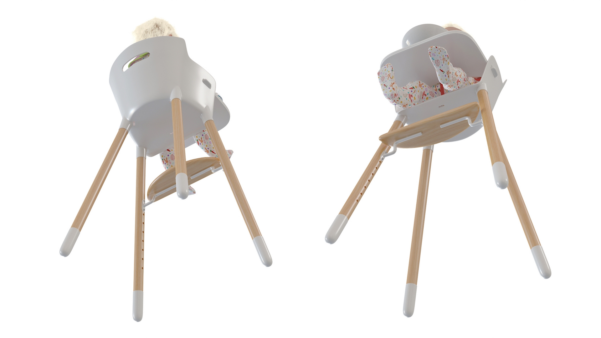 Little Girl Eating in High Chair 3D
