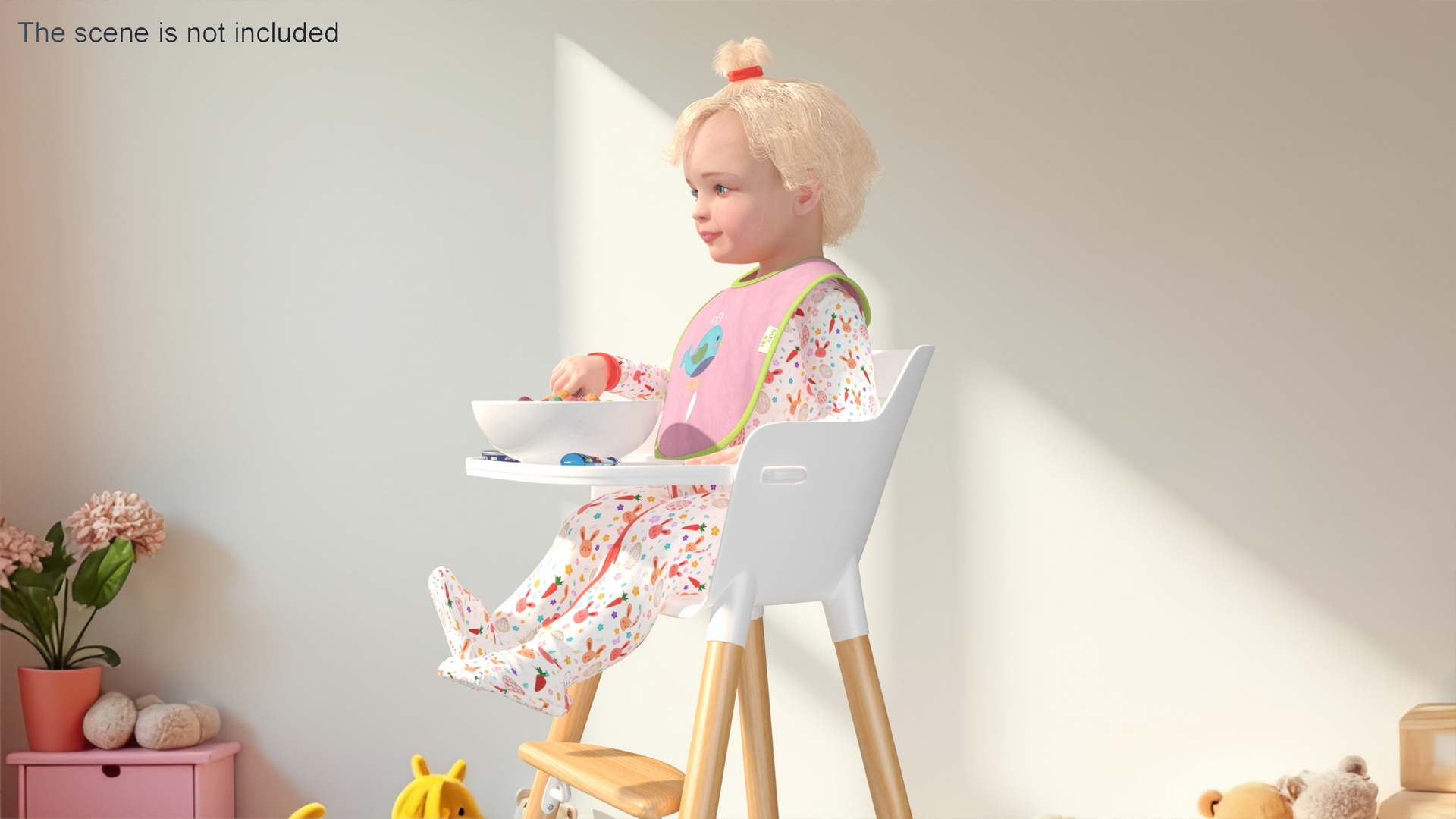 Little Girl Eating in High Chair 3D