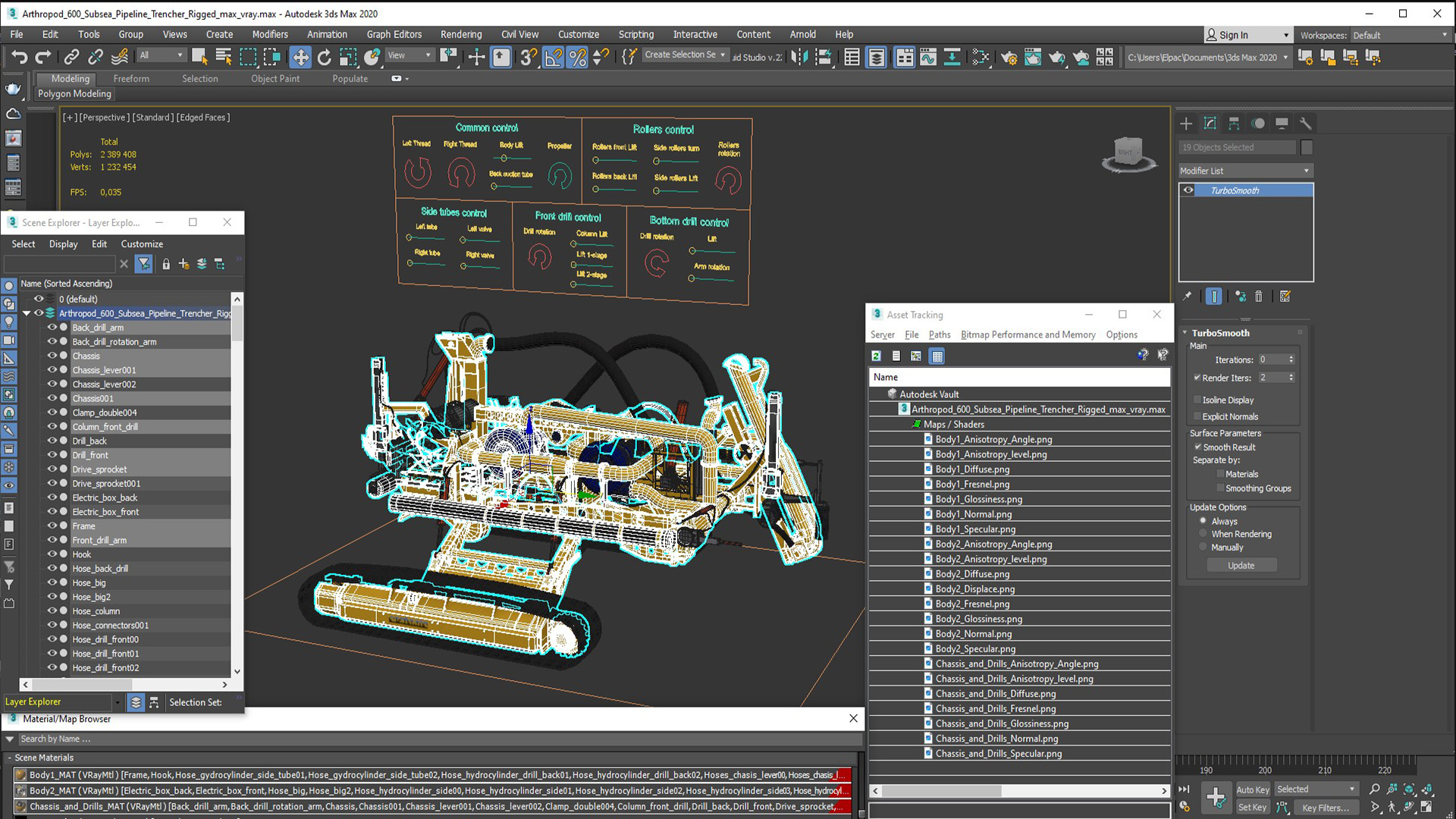 3D model Arthropod 600 Subsea Pipeline Trencher Rigged