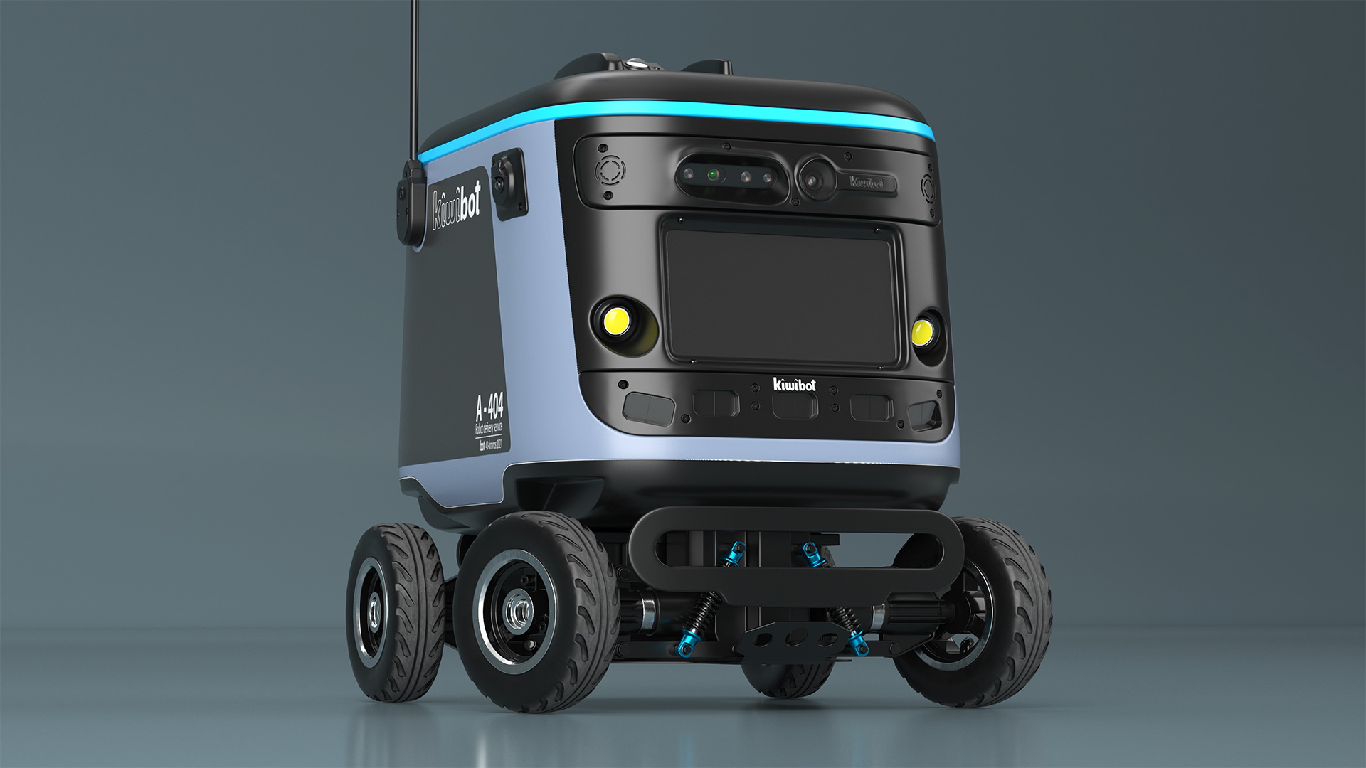 3D Kiwibot Delivery Robot Black in Sleep Rigged for Maya model