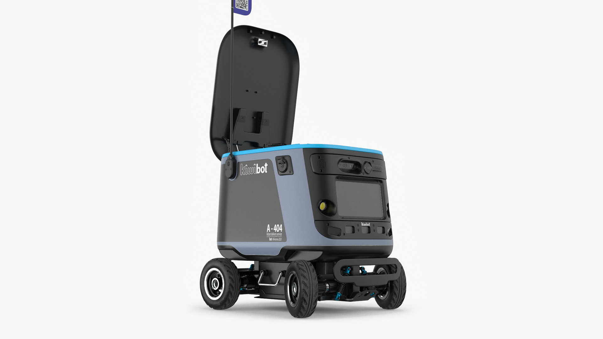 3D Kiwibot Delivery Robot Black in Sleep Rigged for Maya model