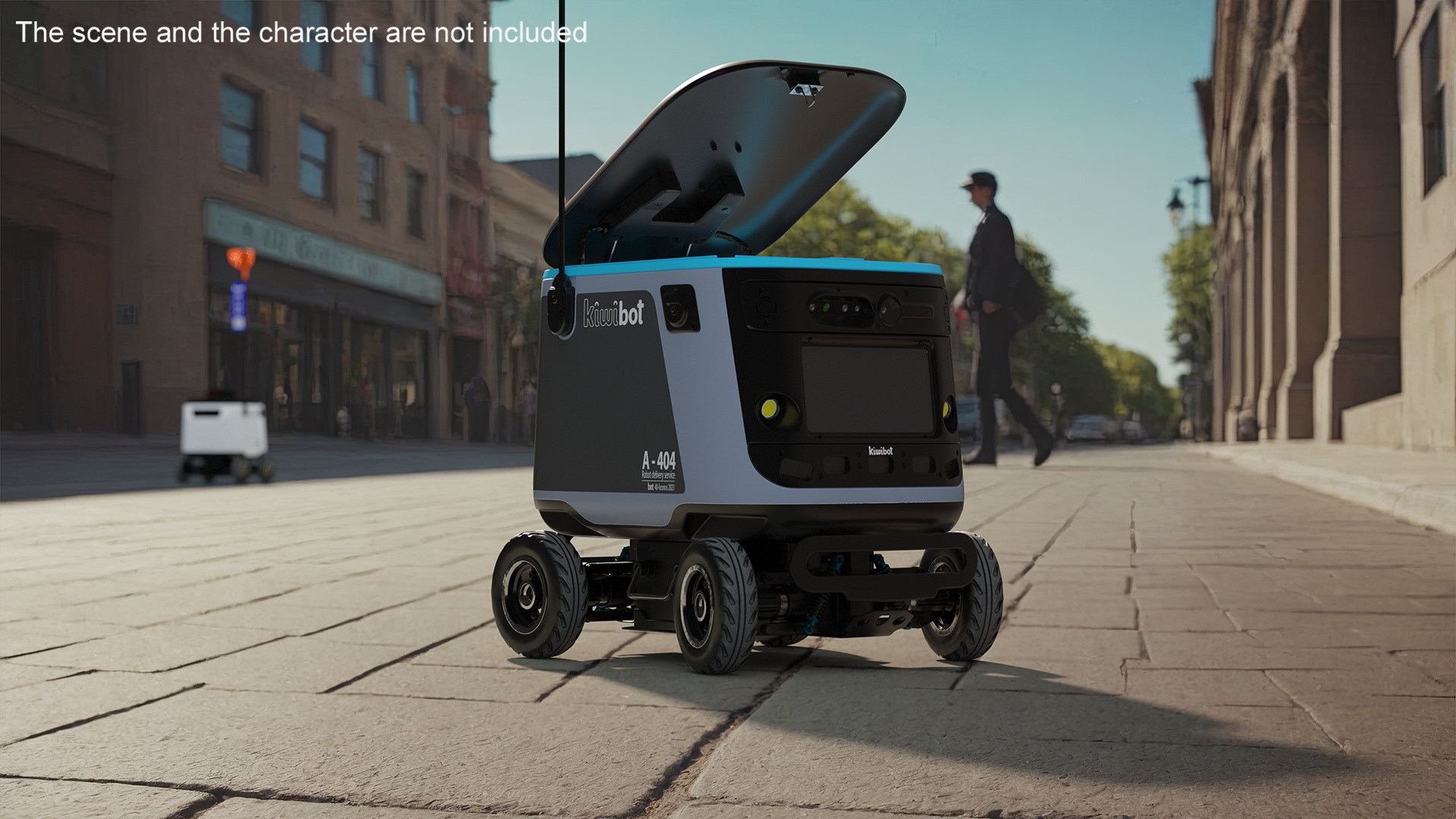 3D Kiwibot Delivery Robot Black in Sleep Rigged for Maya model