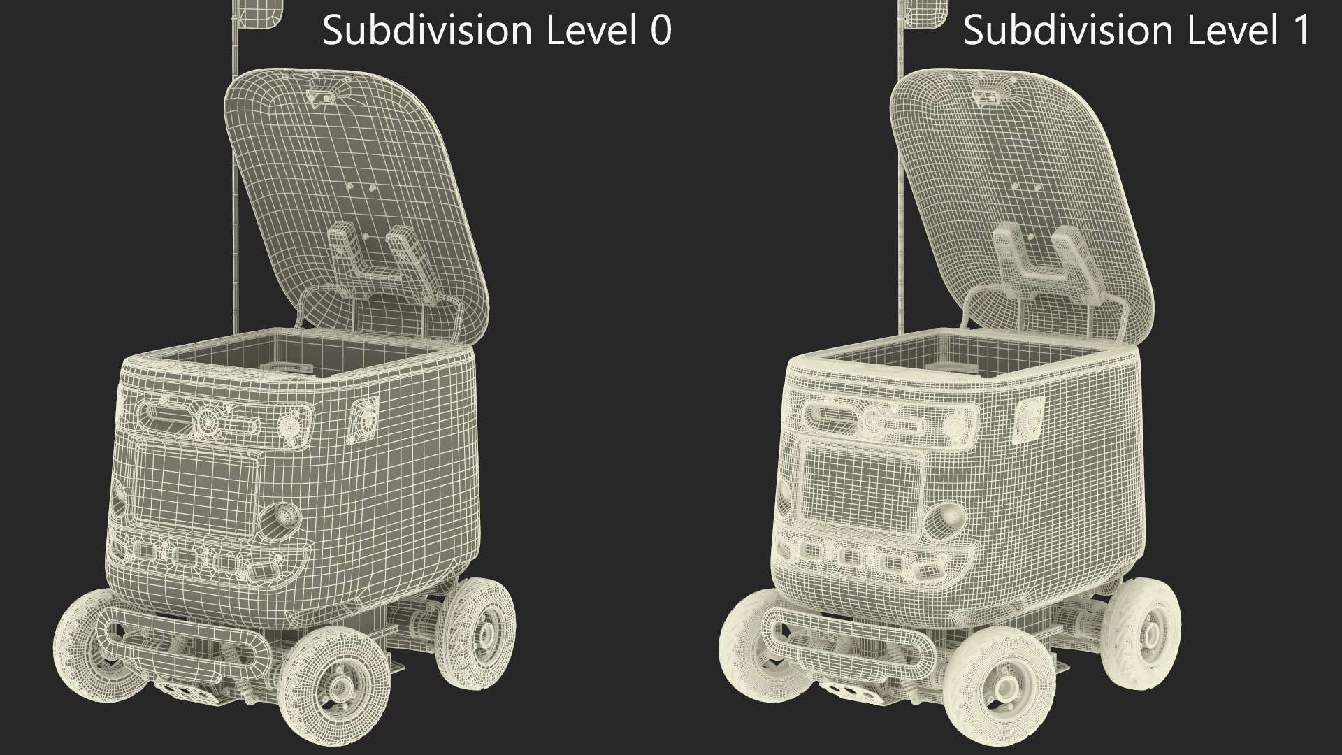 3D Kiwibot Delivery Robot Black in Sleep Rigged for Maya model
