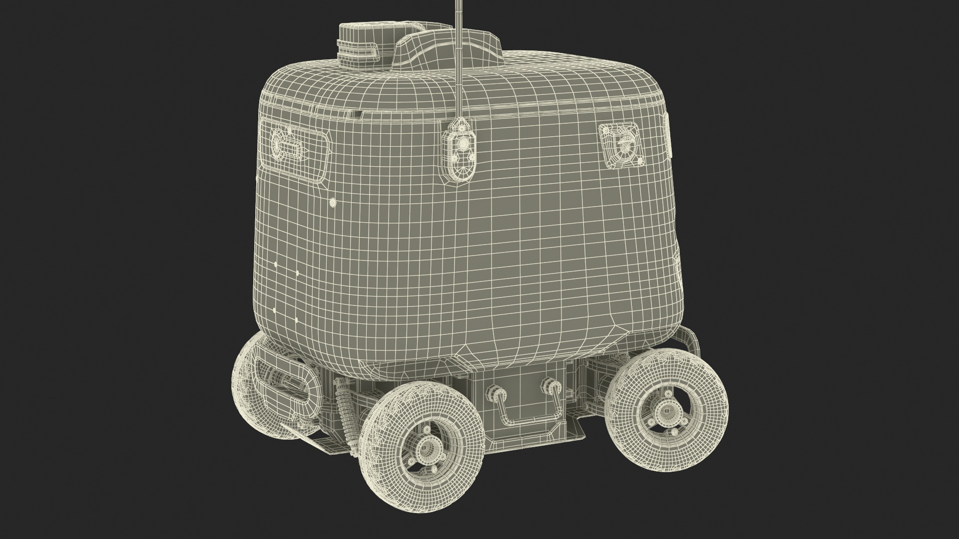 3D Kiwibot Delivery Robot Black in Sleep Rigged for Maya model