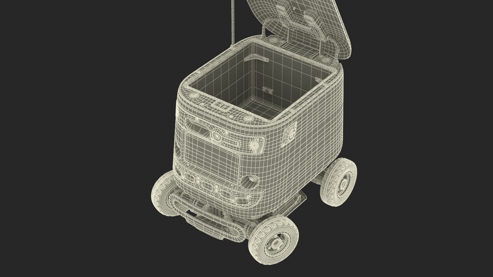 3D Kiwibot Delivery Robot Black in Sleep Rigged for Maya model