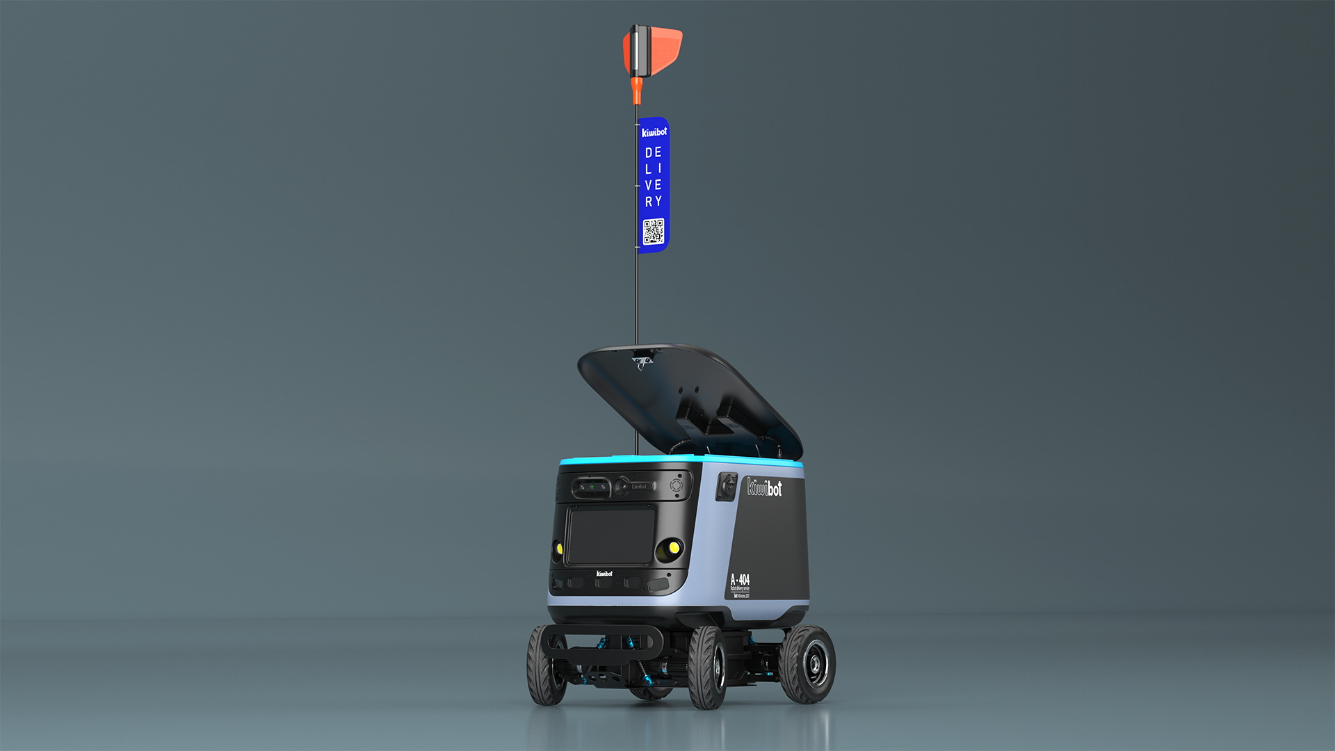 3D Kiwibot Delivery Robot Black in Sleep Rigged for Maya model