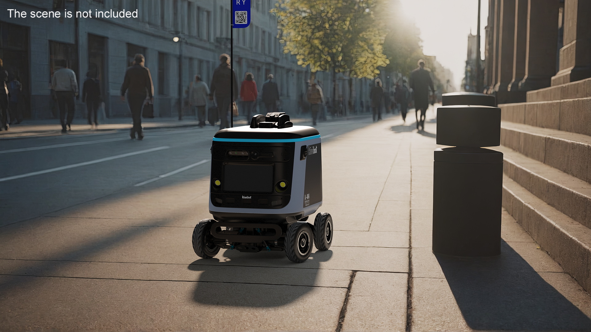 3D Kiwibot Delivery Robot Black in Sleep Rigged for Maya model
