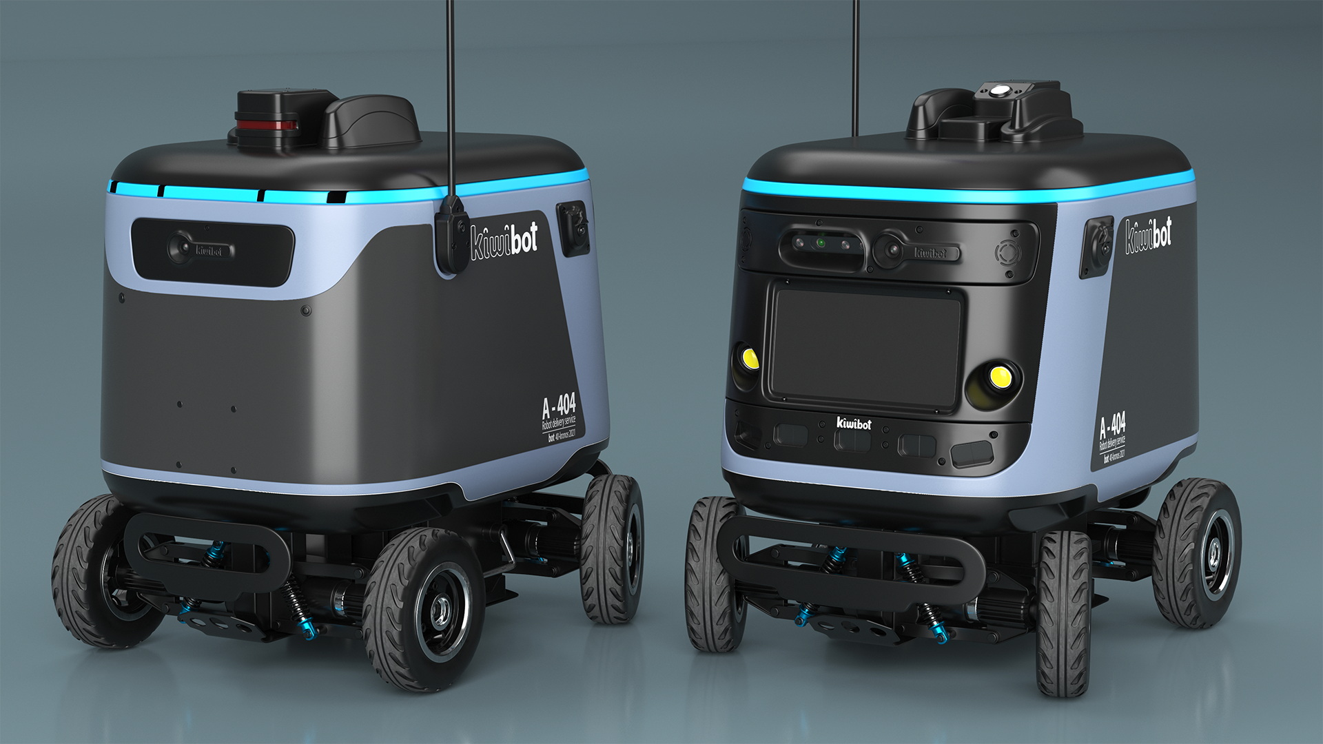 3D Kiwibot Delivery Robot Black in Sleep Rigged for Maya model
