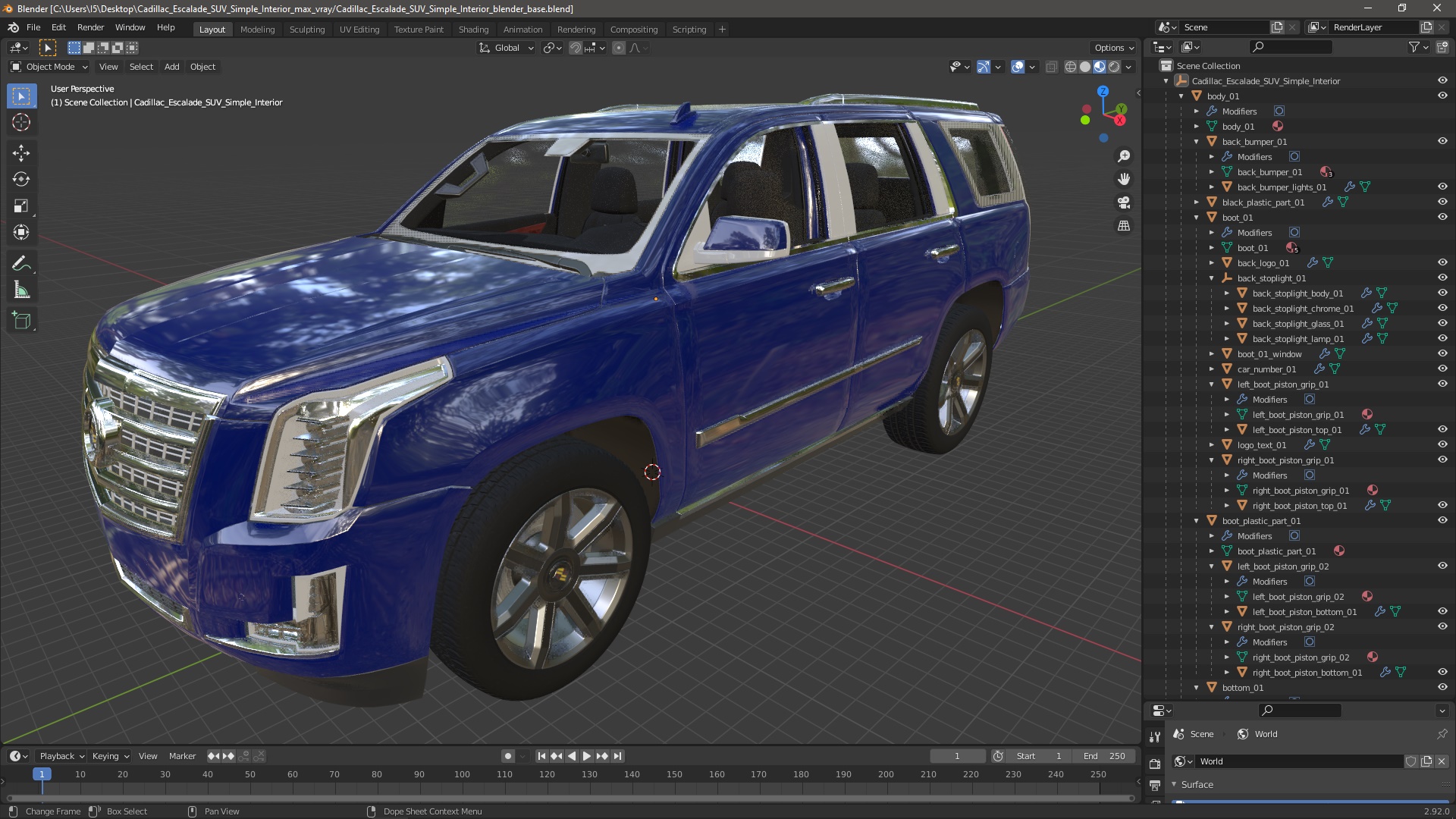 Cadillac Escalade SUV Simple Interior 3D
