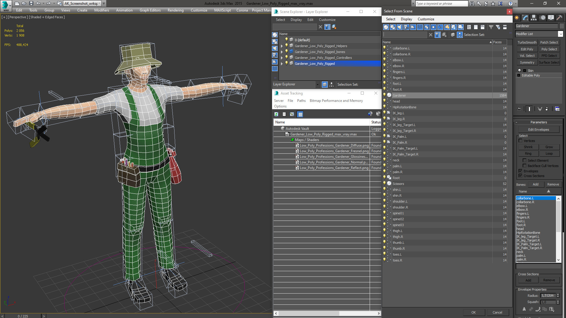 Gardener Low Poly Rigged 3D model
