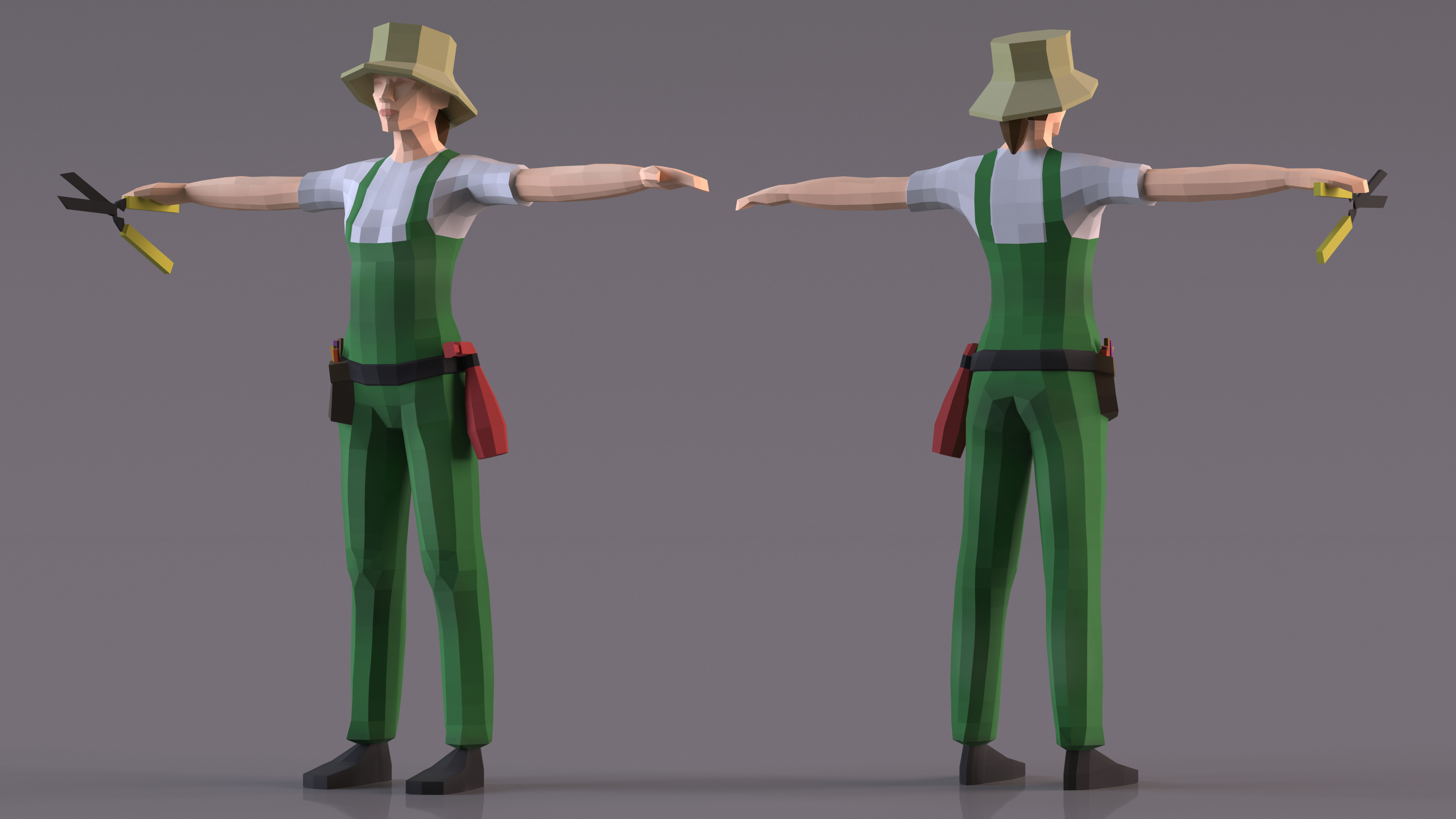 Gardener Low Poly Rigged 3D model