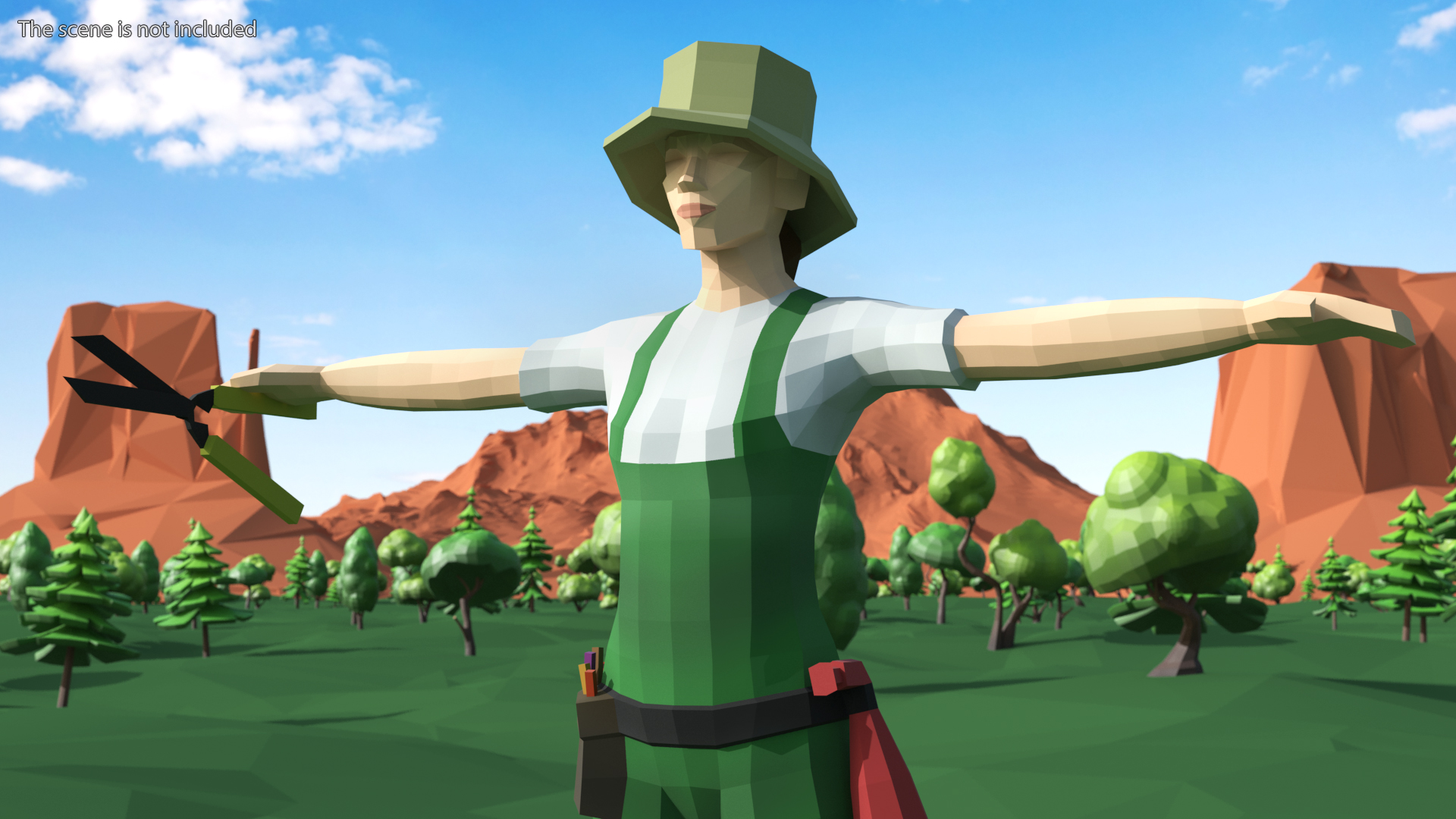 Gardener Low Poly Rigged 3D model