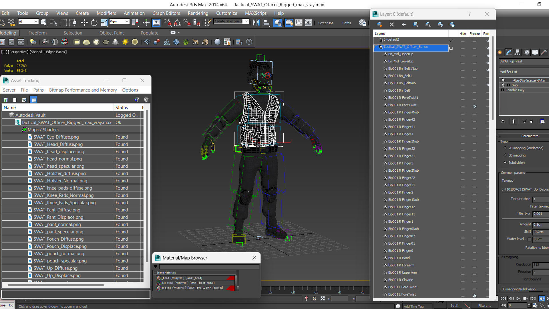 Tactical SWAT Officer Rigged for Maya 3D