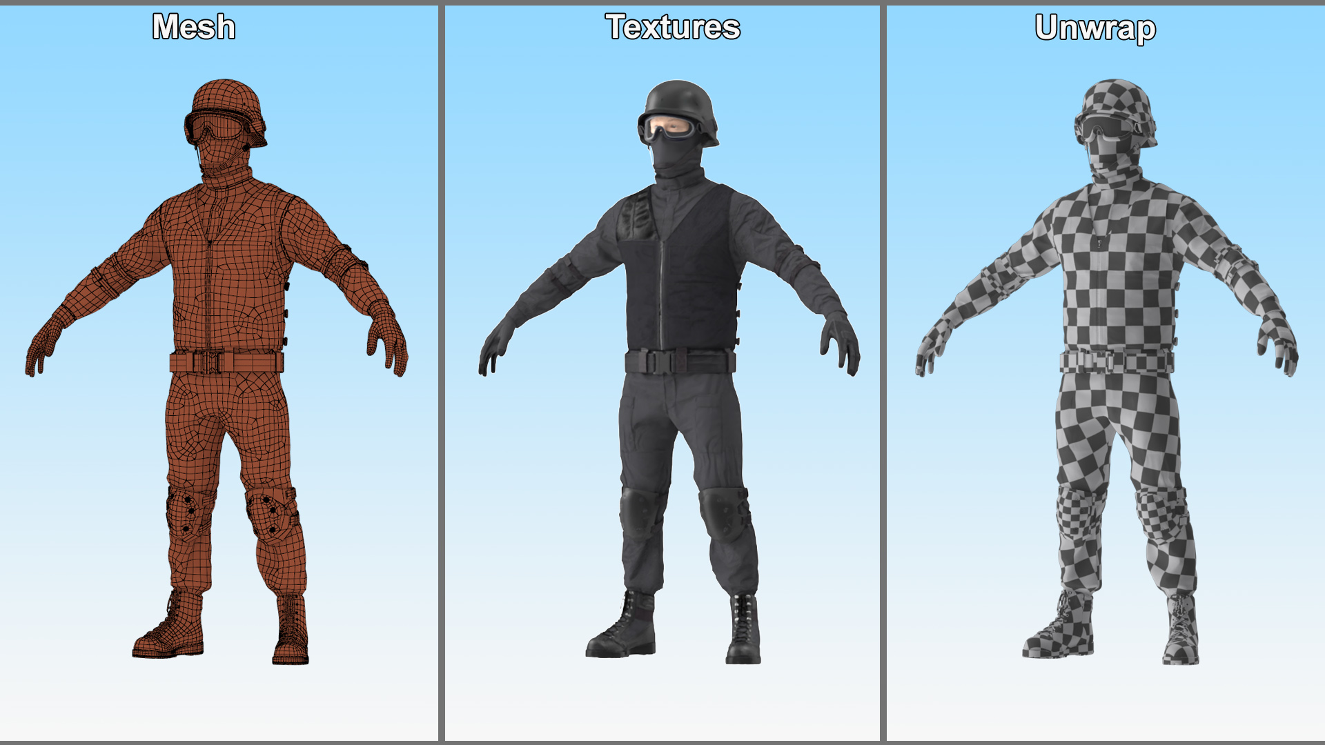 Tactical SWAT Officer Rigged for Maya 3D