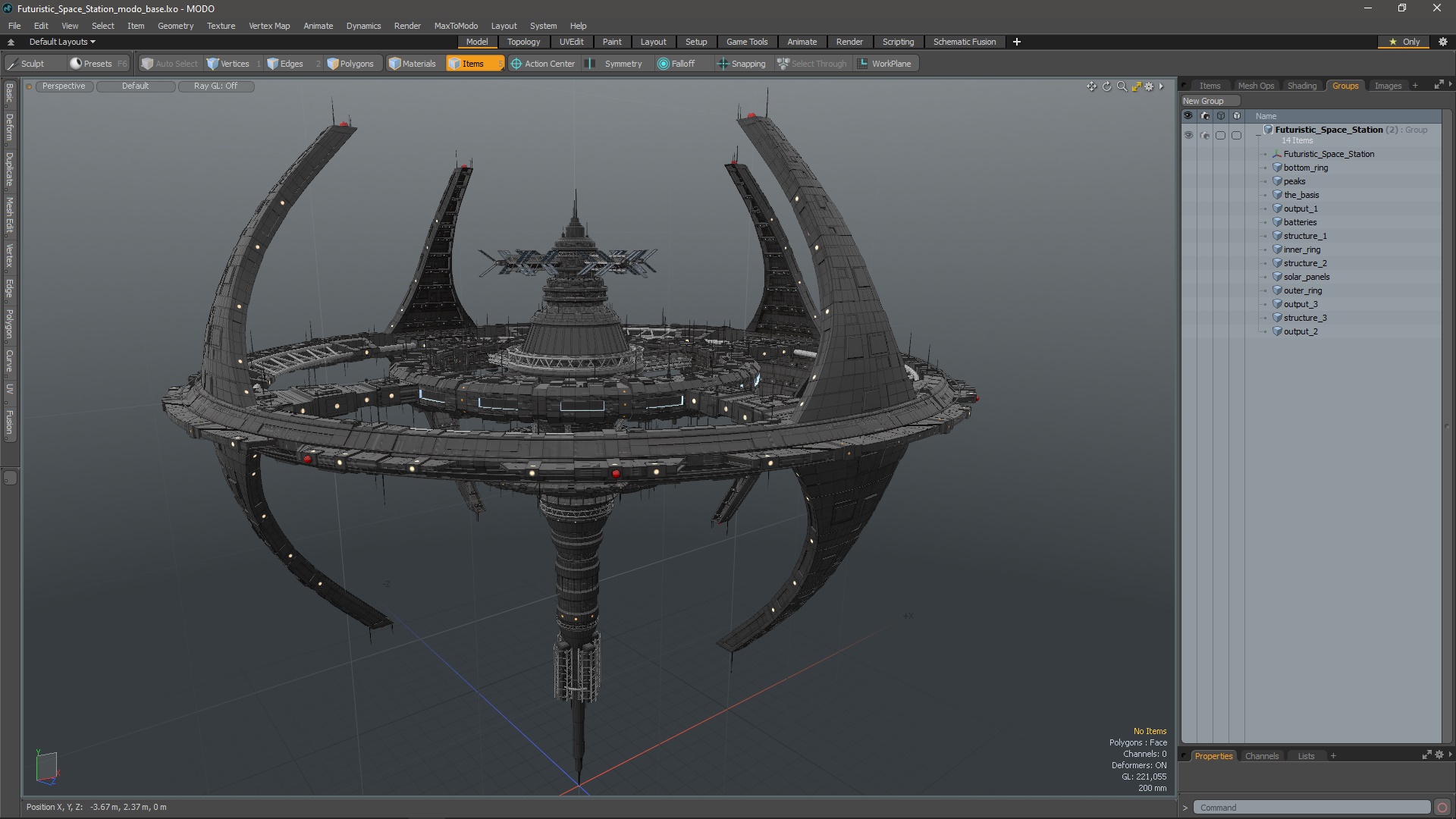 Futuristic Space Station 3D model