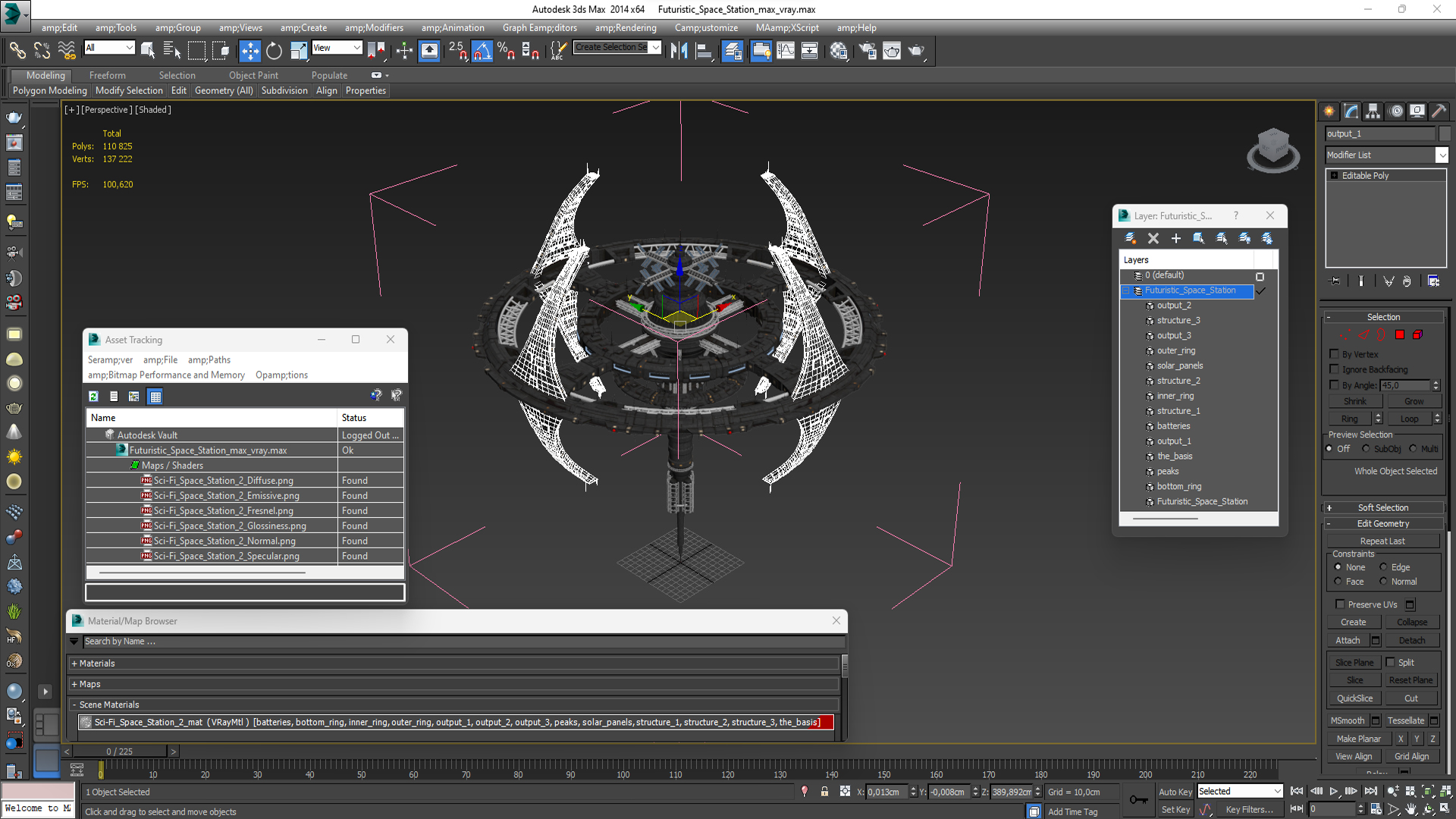 Futuristic Space Station 3D model