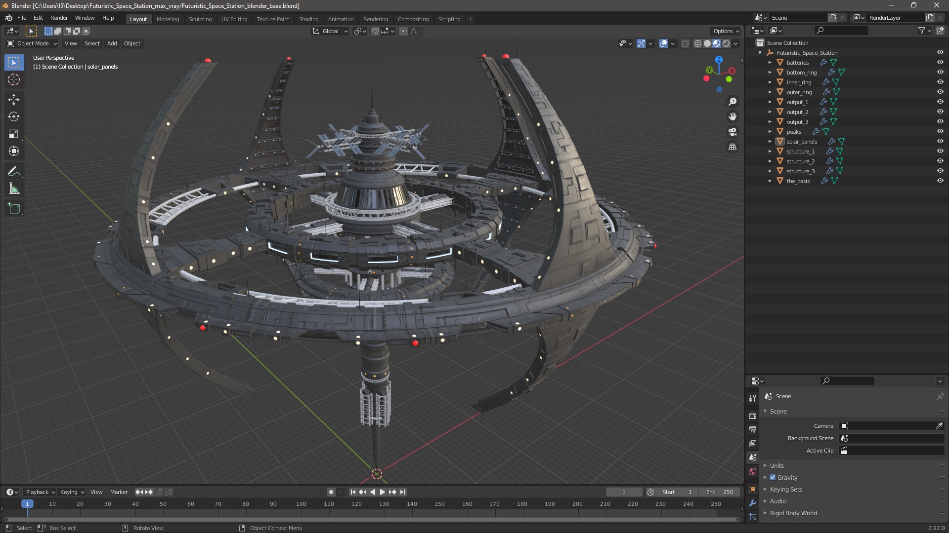 Futuristic Space Station 3D model