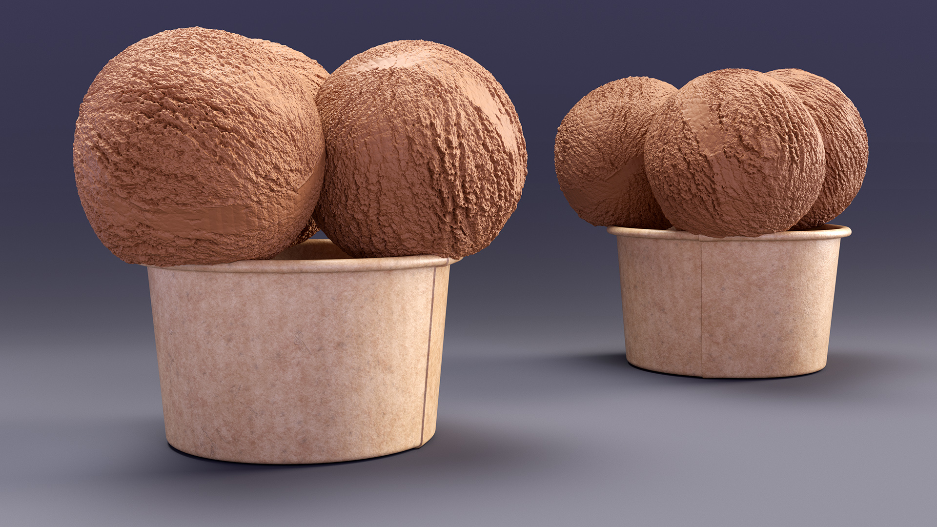 Ice Cream Chocolate Balls in Cardboard Cup 3D