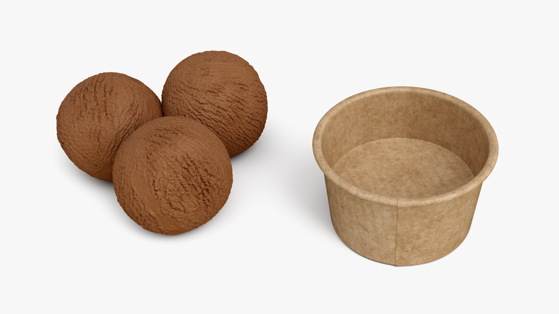 Ice Cream Chocolate Balls in Cardboard Cup 3D