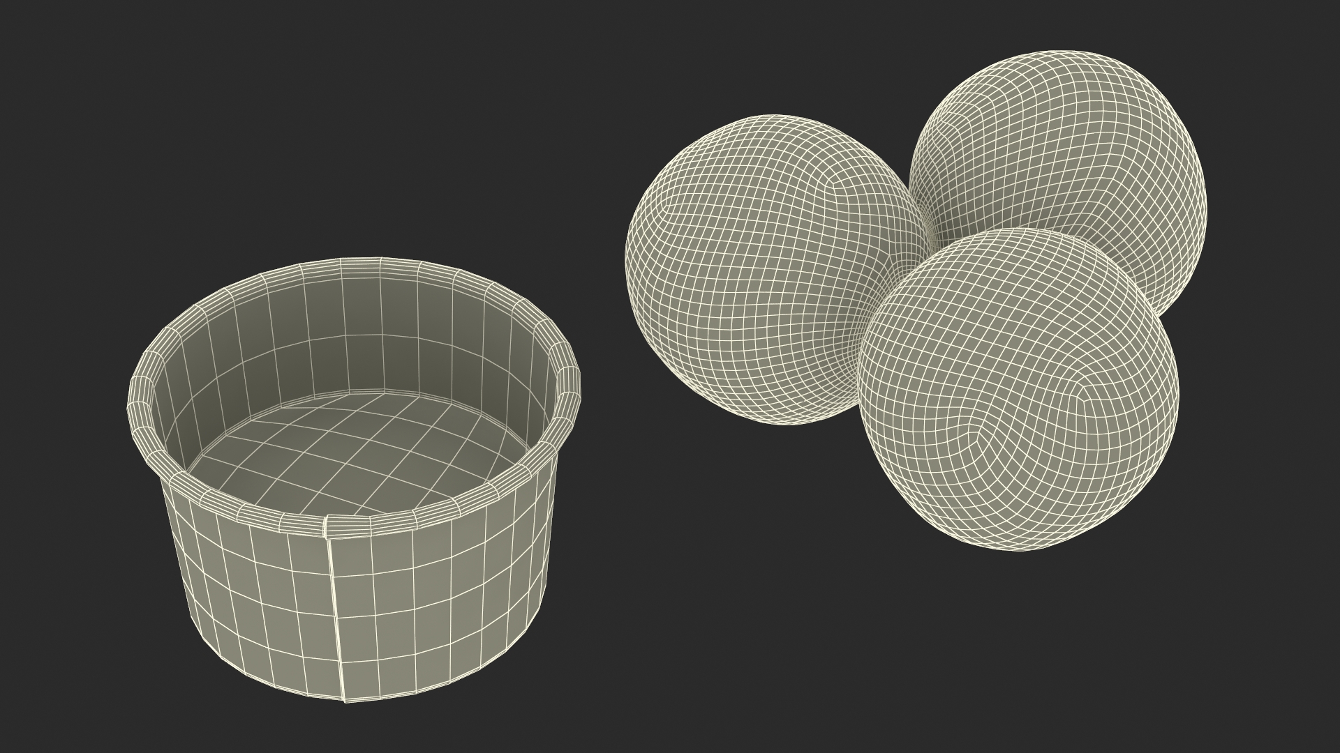 Ice Cream Chocolate Balls in Cardboard Cup 3D