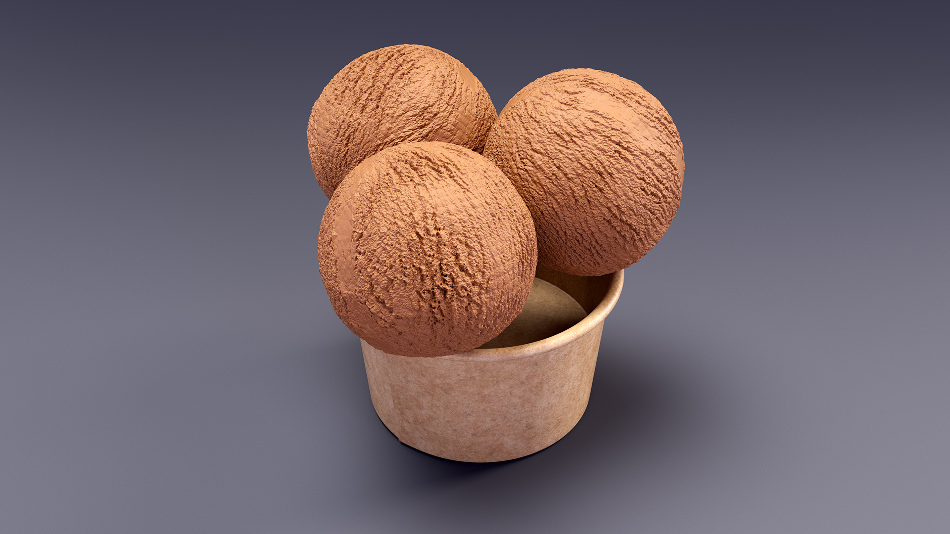 Ice Cream Chocolate Balls in Cardboard Cup 3D