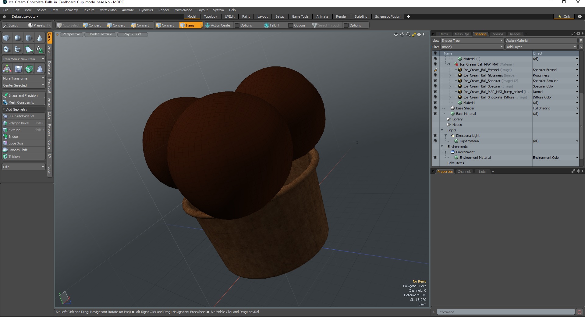 Ice Cream Chocolate Balls in Cardboard Cup 3D
