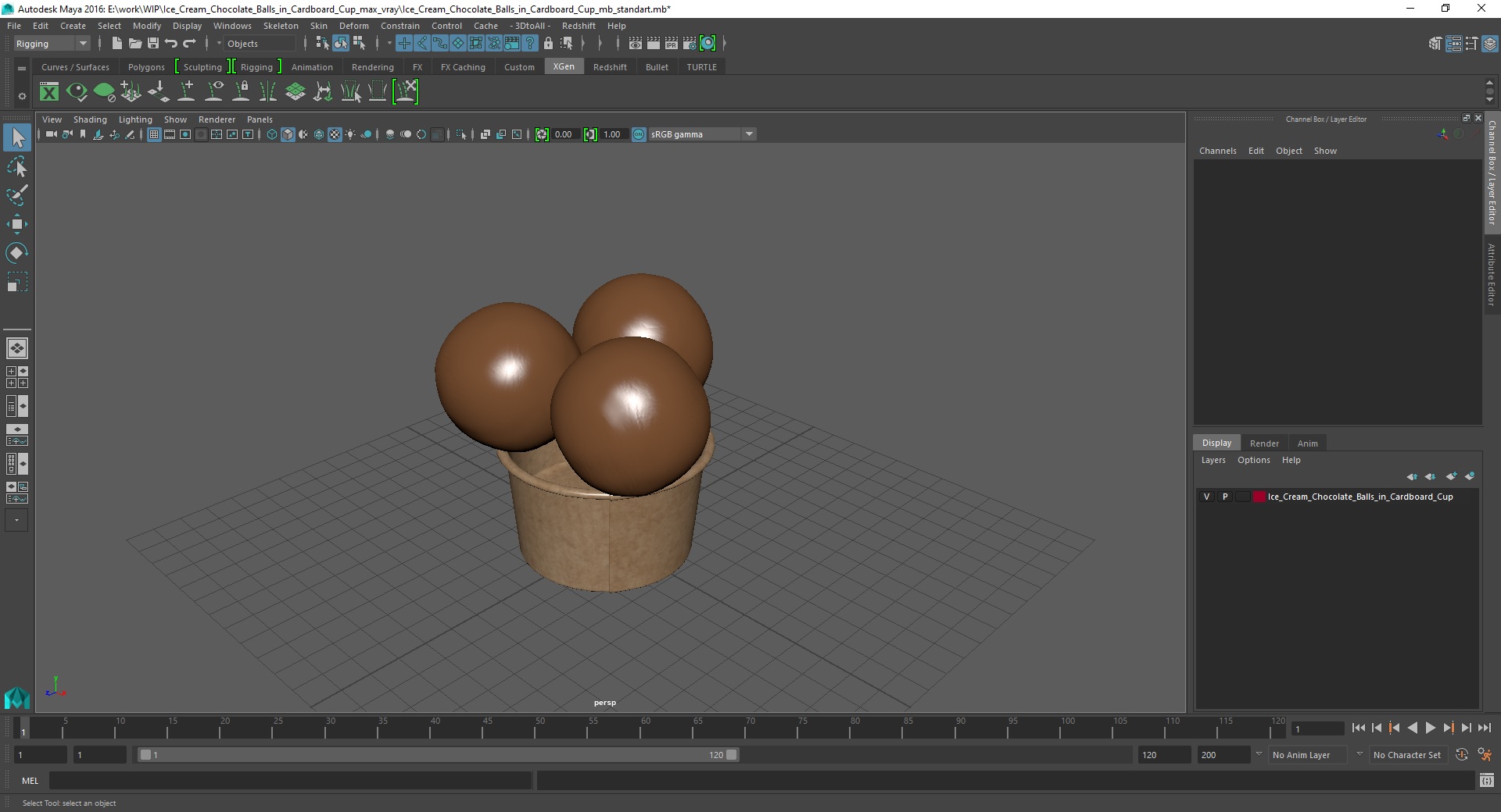 Ice Cream Chocolate Balls in Cardboard Cup 3D