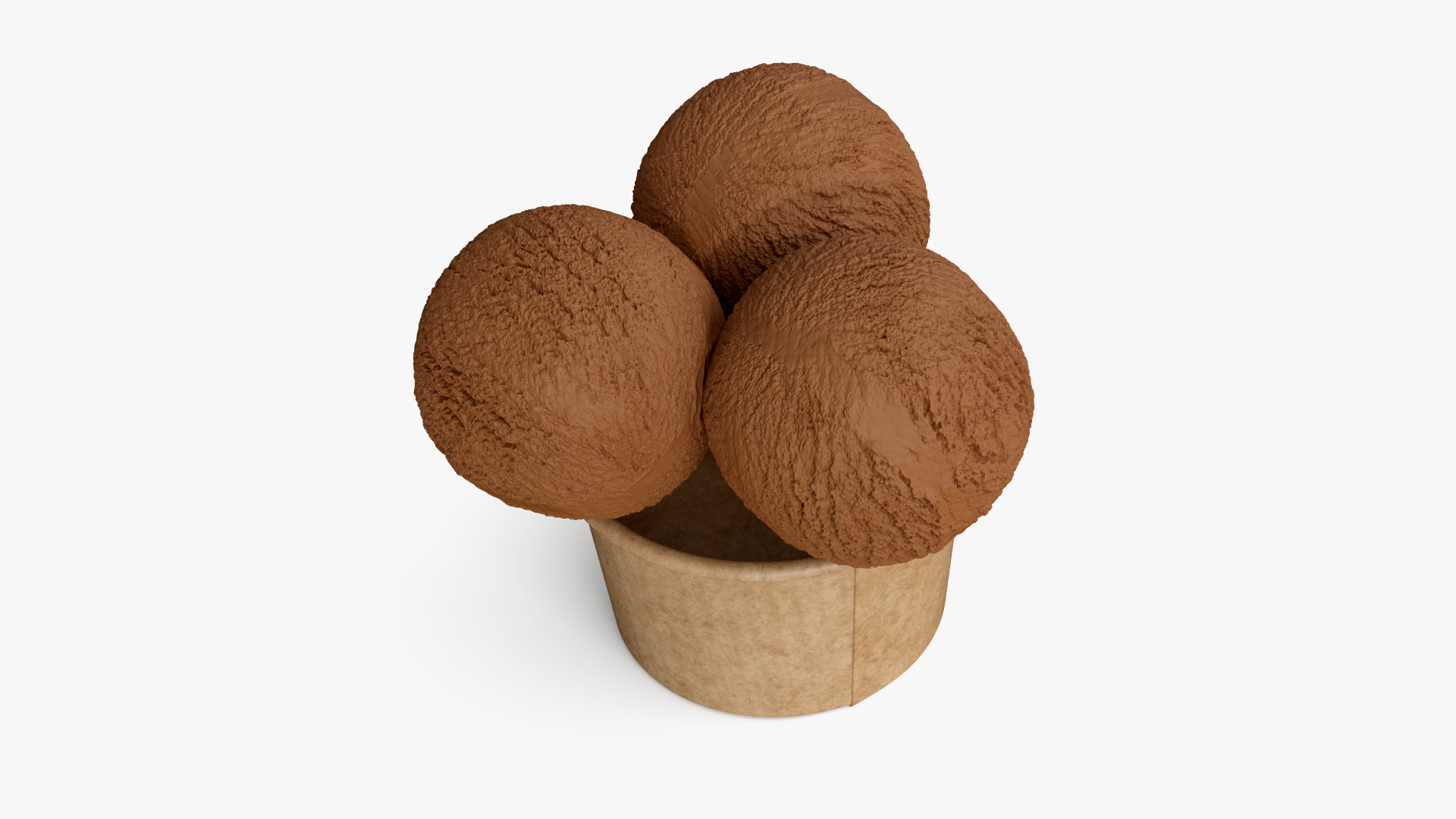Ice Cream Chocolate Balls in Cardboard Cup 3D