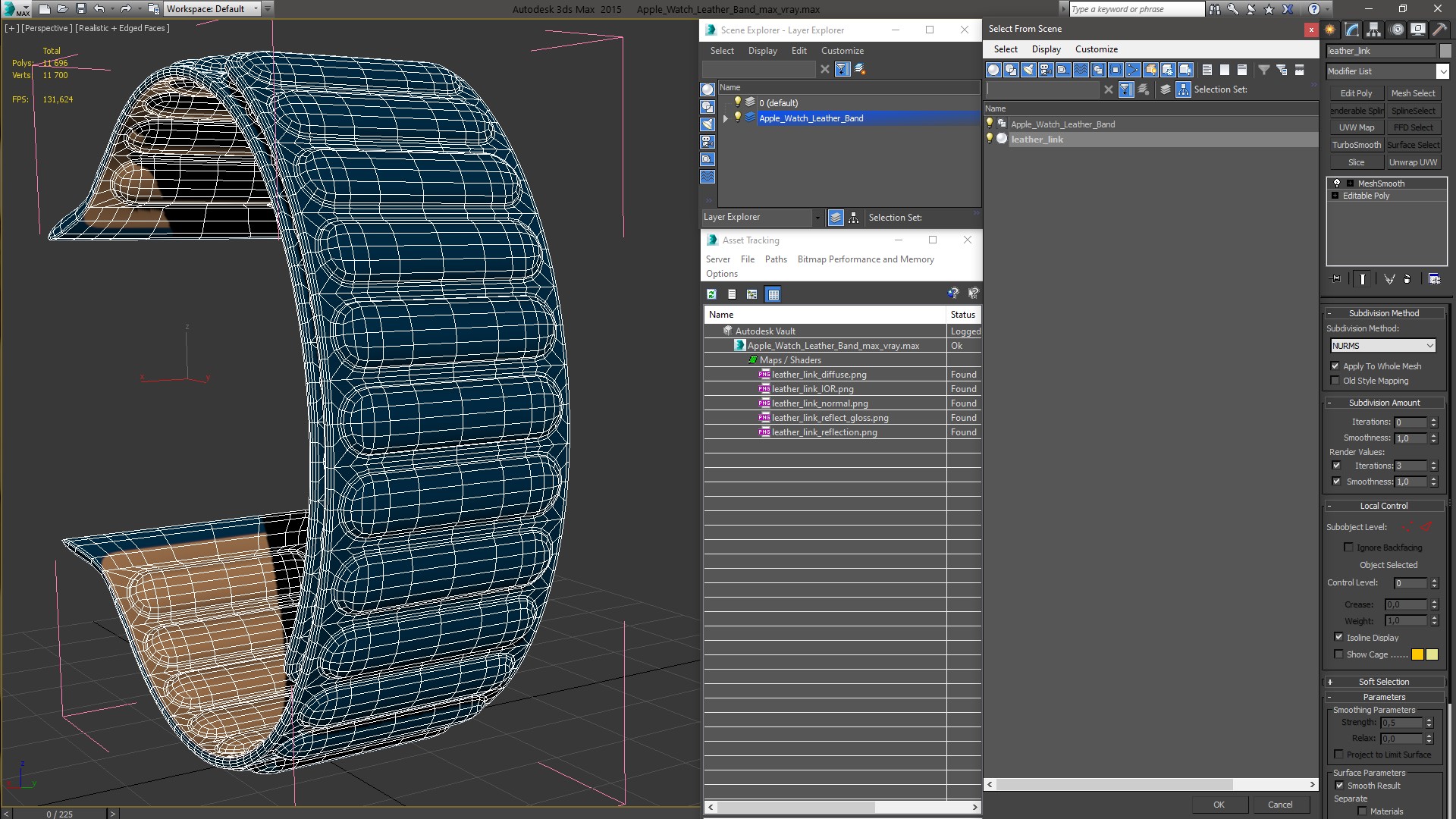 Apple Watch Leather Band 3D model