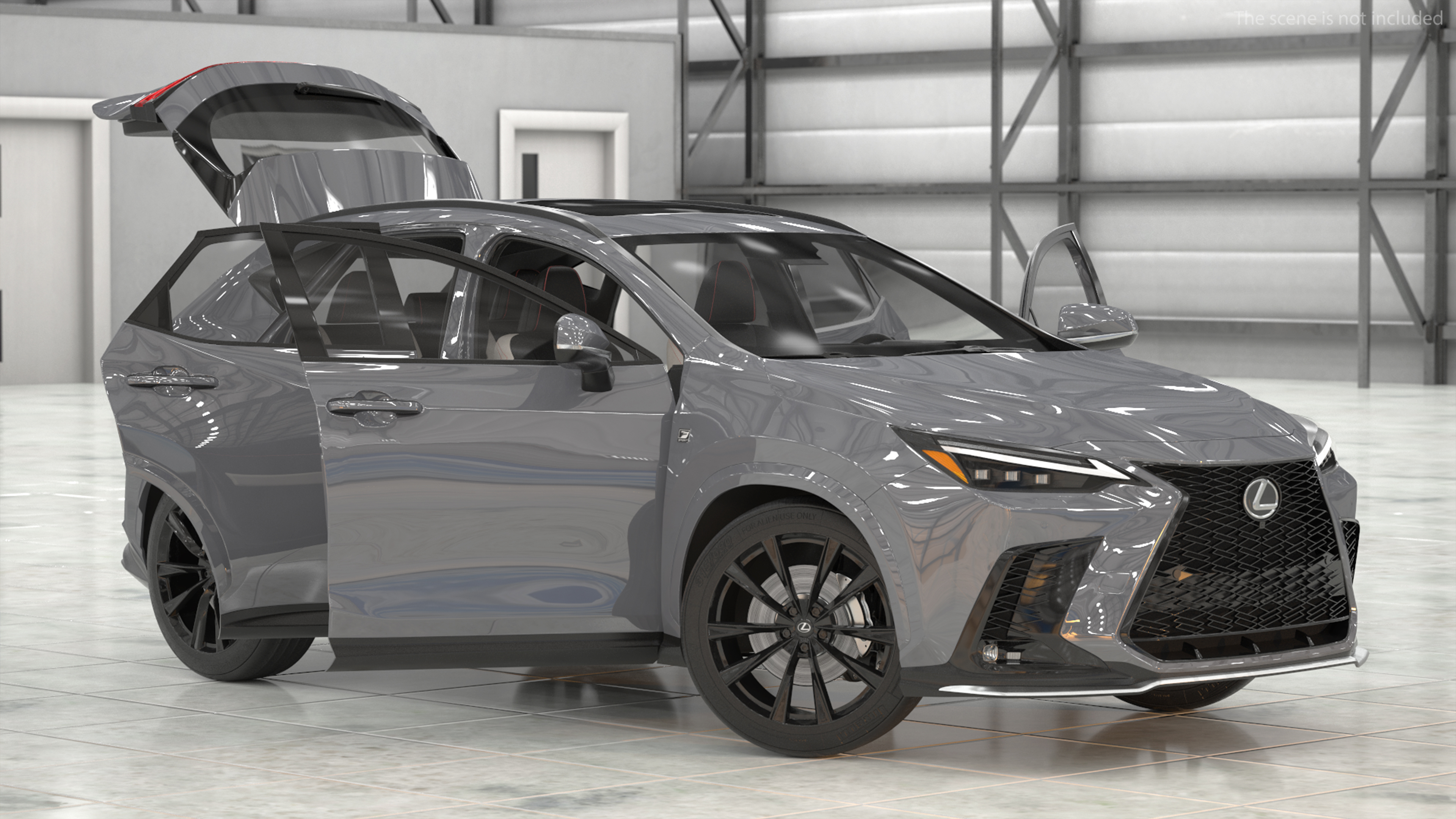 New 2024 Lexus NX Hybrid Grey Simple Interior Rigged 3D