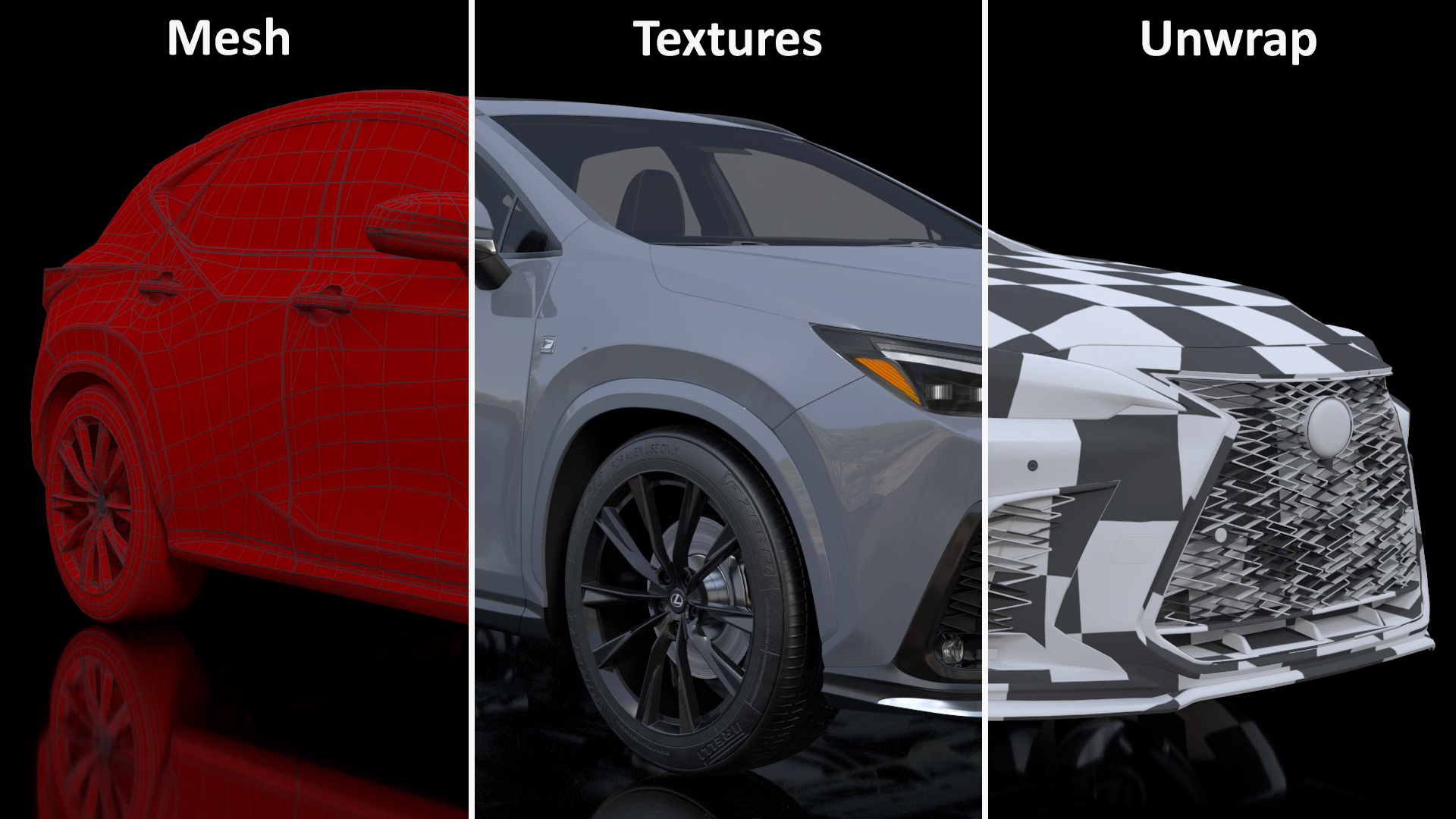 New 2024 Lexus NX Hybrid Grey Simple Interior Rigged 3D